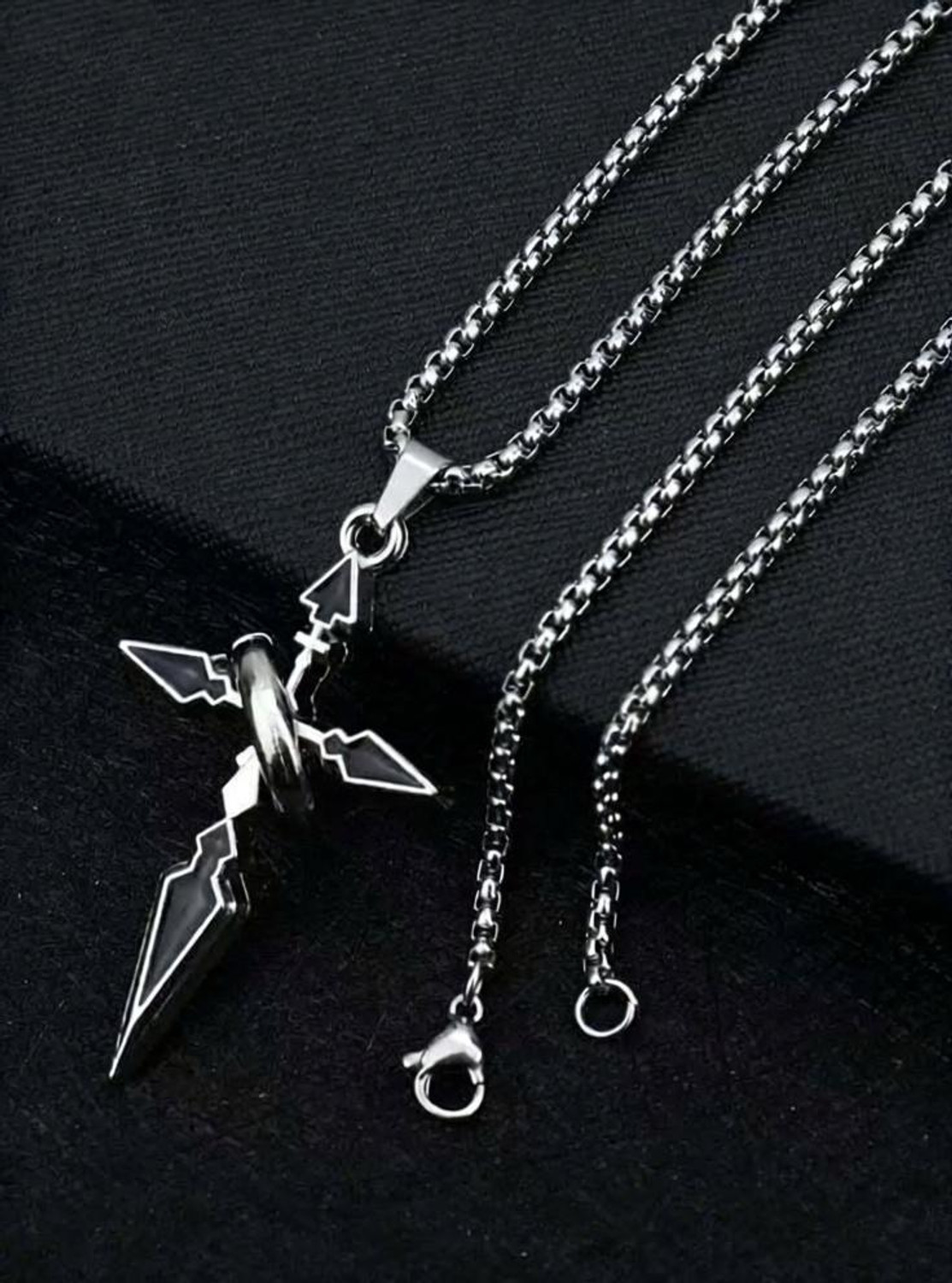 Image of kazare Cross Pendent | Pendent For Men | Boys Chain Locket | Lockets For Men Rhodium Alloy