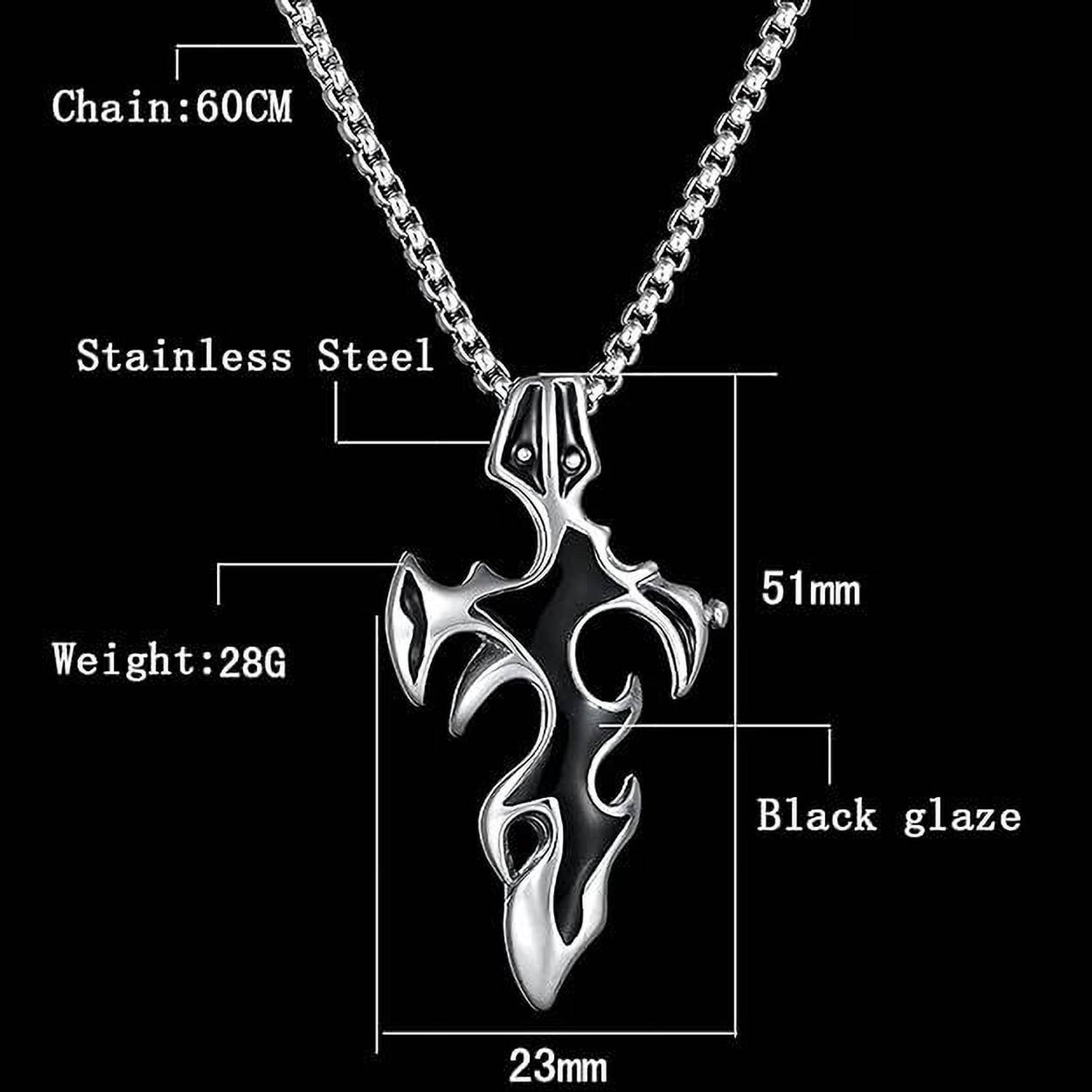 KURMASHOP Stainless Steel Flame Sword & Cross Pendant Necklace - Image 3
