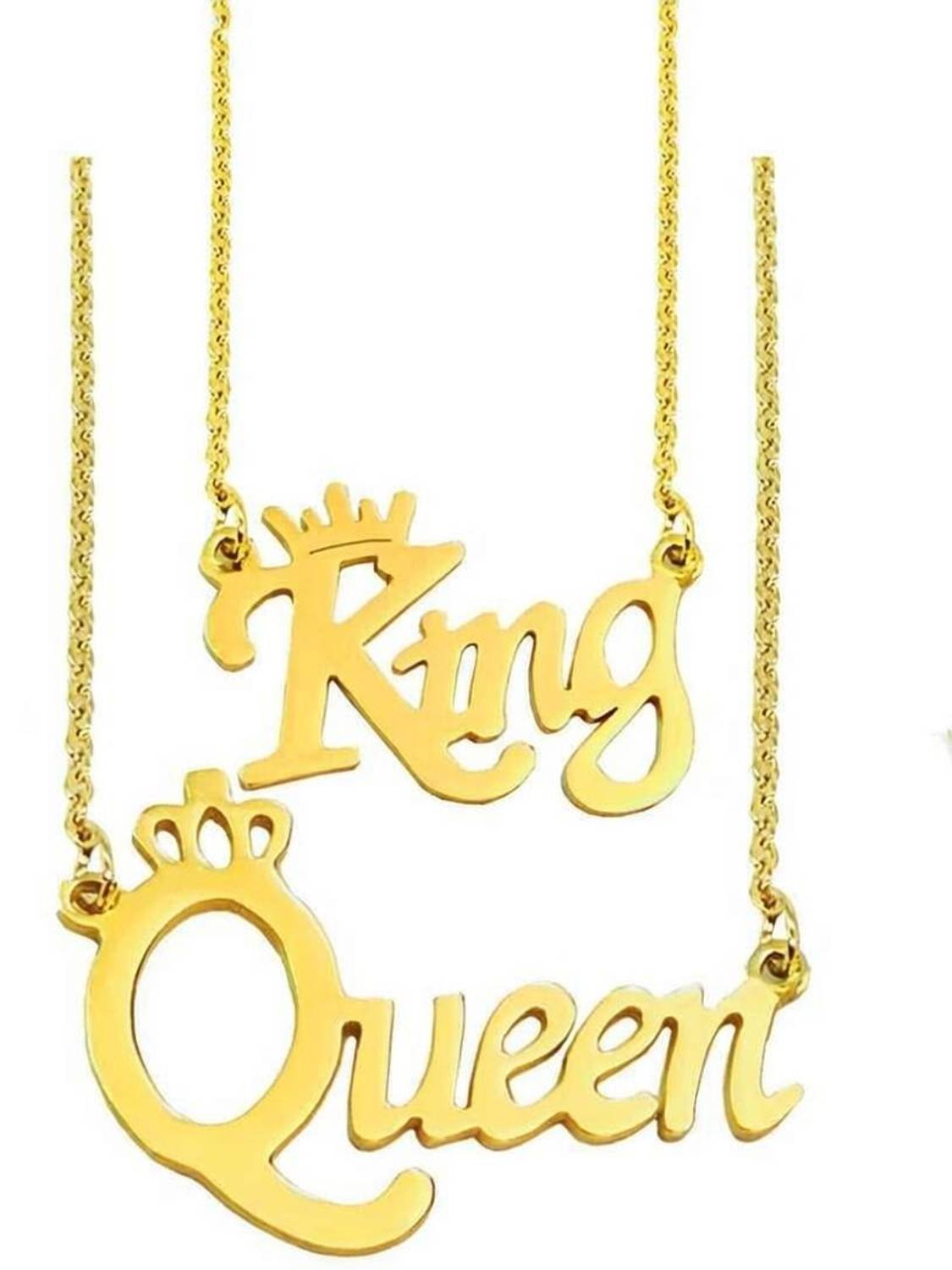 DEE GEE Couple King Queen Letter Locket Stainless Steel Chain - Image 1
