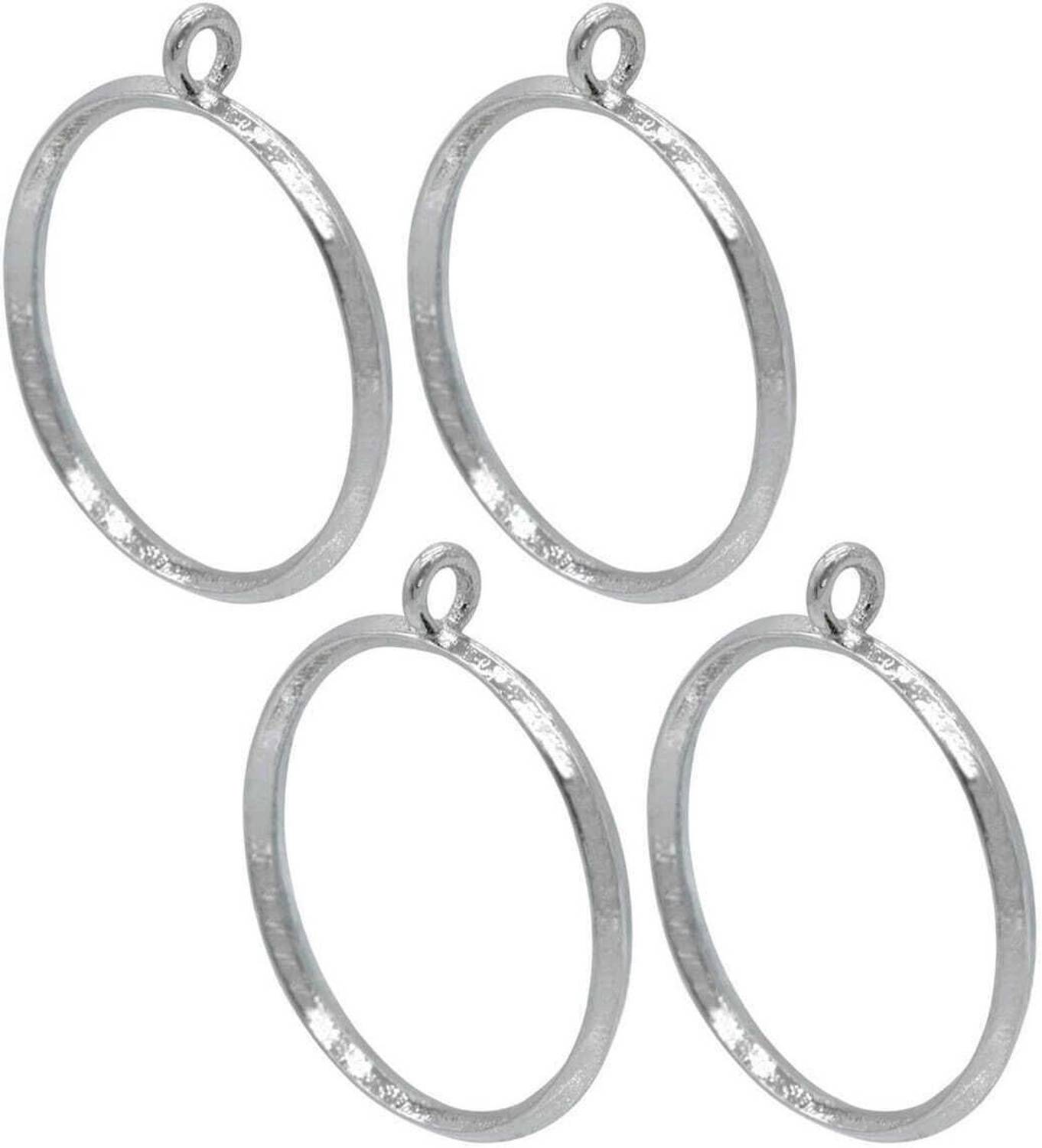 BanteyBanatey Silver Round Shape Open Back Bezels Frame Pendants Pack of 4 pcs Metal Pendant