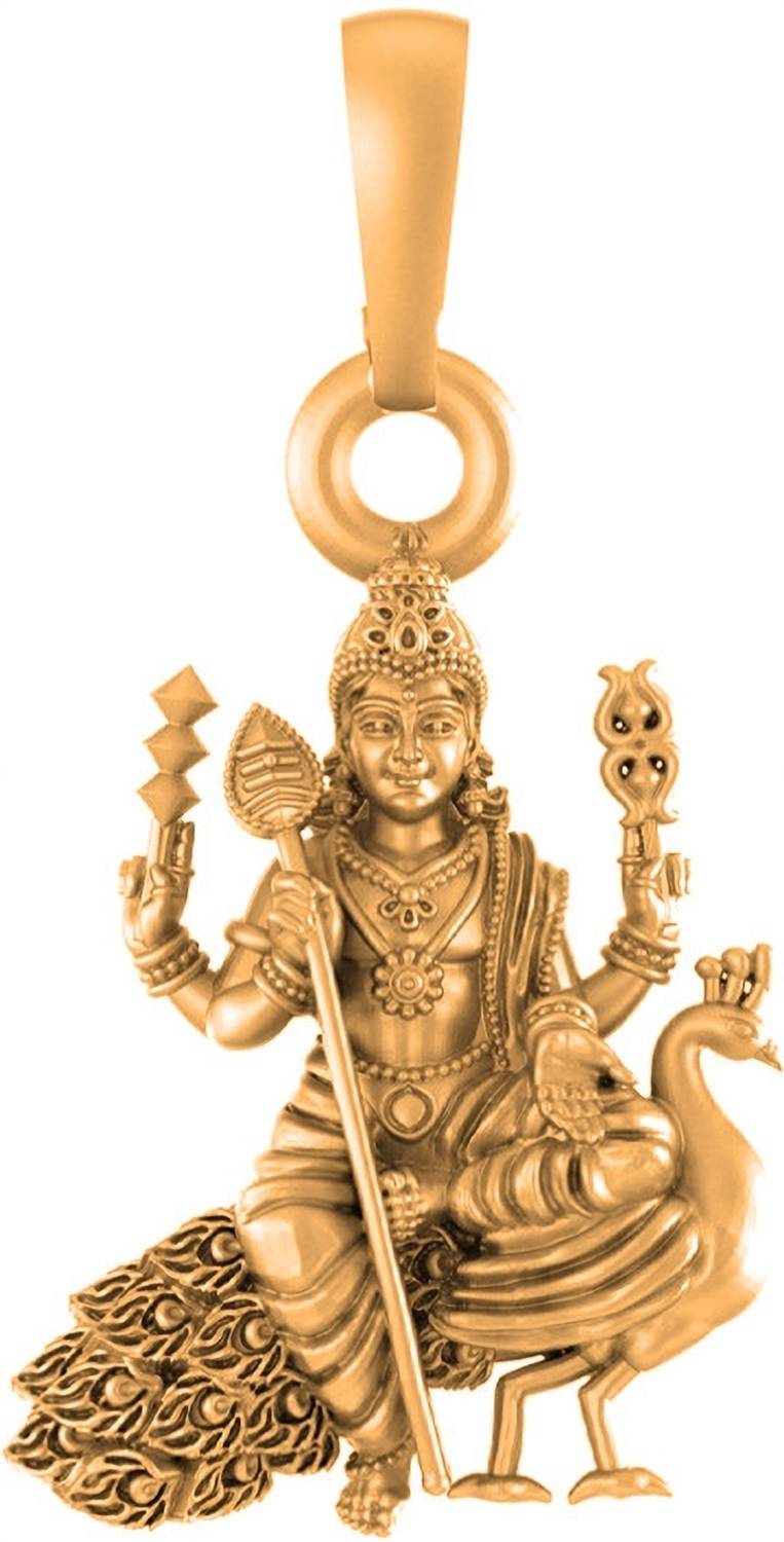 Akshat Sapphire 22 Ct Gold Plated Silver (92.5% Purity) God Kartikeya Pendant Gold-plated Sterling Silver Pendant
