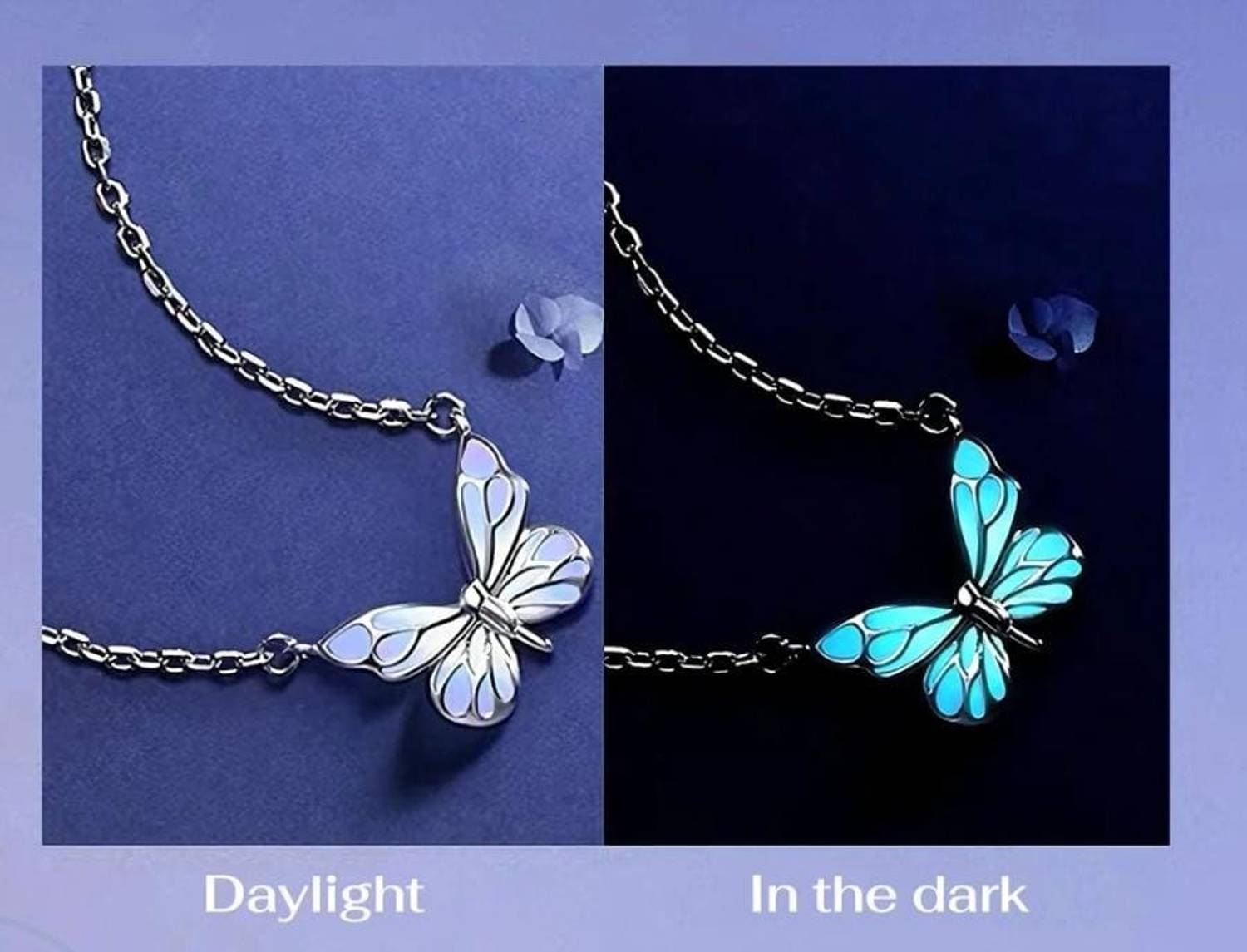 CRAZYKUDI Butterfly Glow Pendant Necklace - Image 2