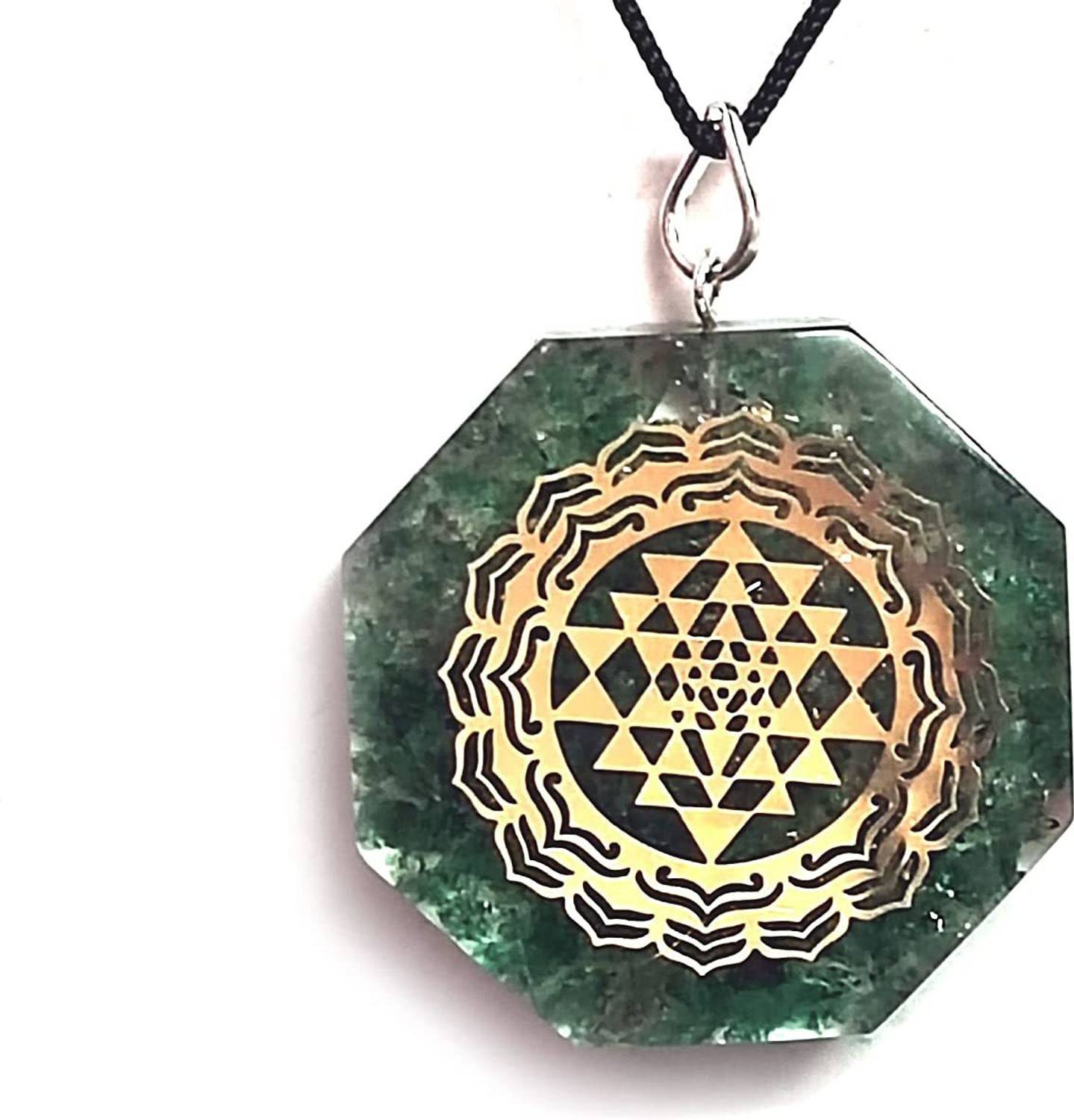 AIR9999 Shri yantra Laxmi Yantra Green Aventurine Crystal Chips Orgone pendant Crystal Resin, Crystal Pendant