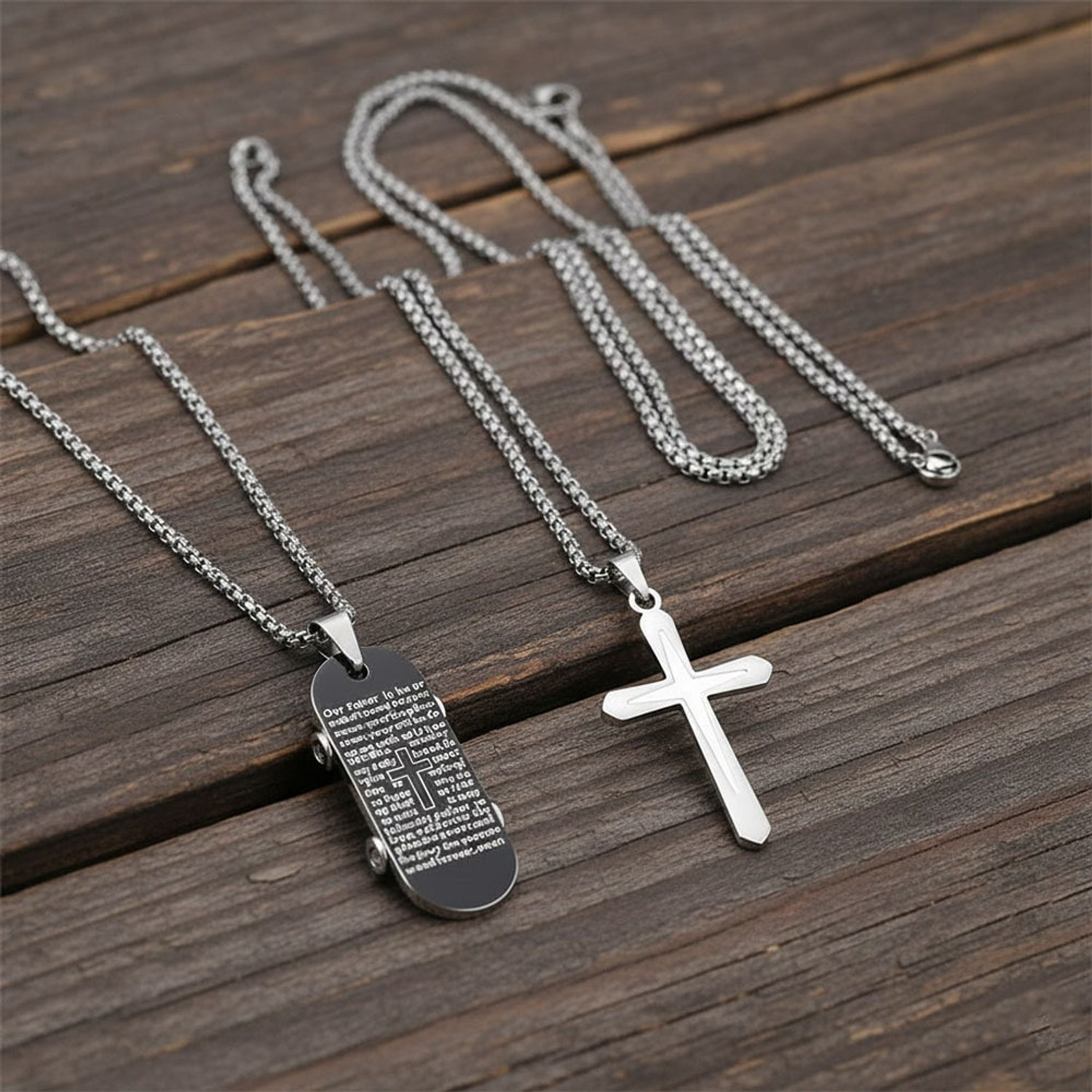 Image of impression Stainless Steel Jesus Christ Crucifix Cross Cutting Christian Pendant Silver Stainless Steel Pendant