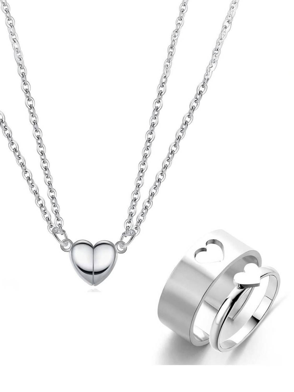 house of common Rhodium Stainless Steel Pendant Set