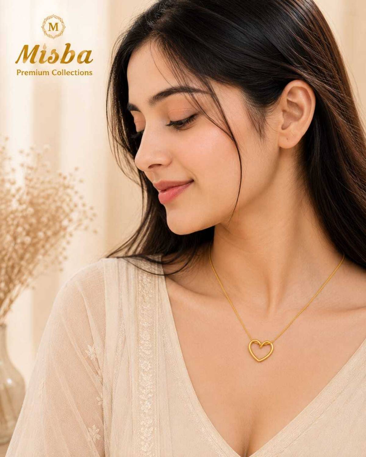 Misba 18K Gold Plated Stainless Steel Open Heart Pendant Necklace - Image 5
