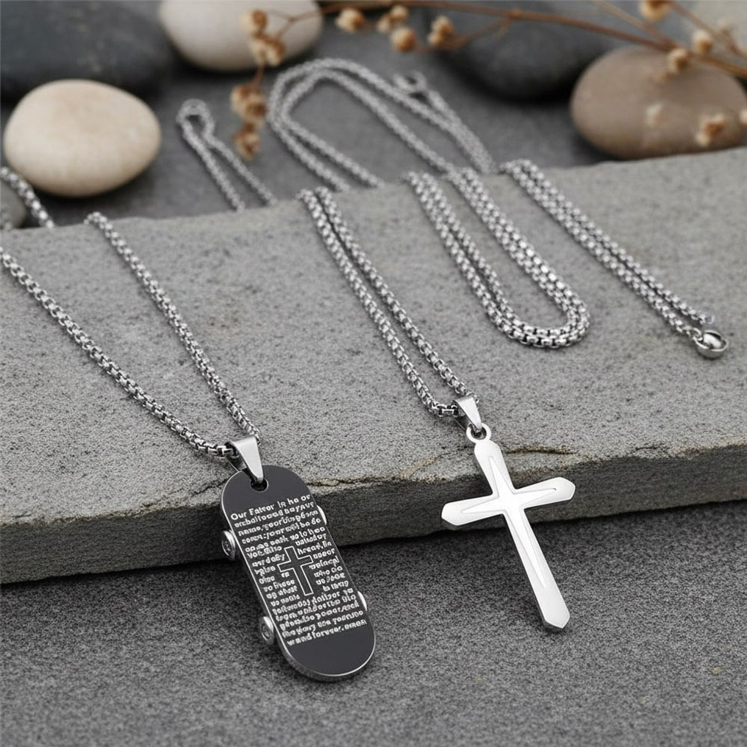 Image of impression Stainless Steel Jesus Christ Crucifix Cross Cutting Christian Pendant Silver Stainless Steel Pendant