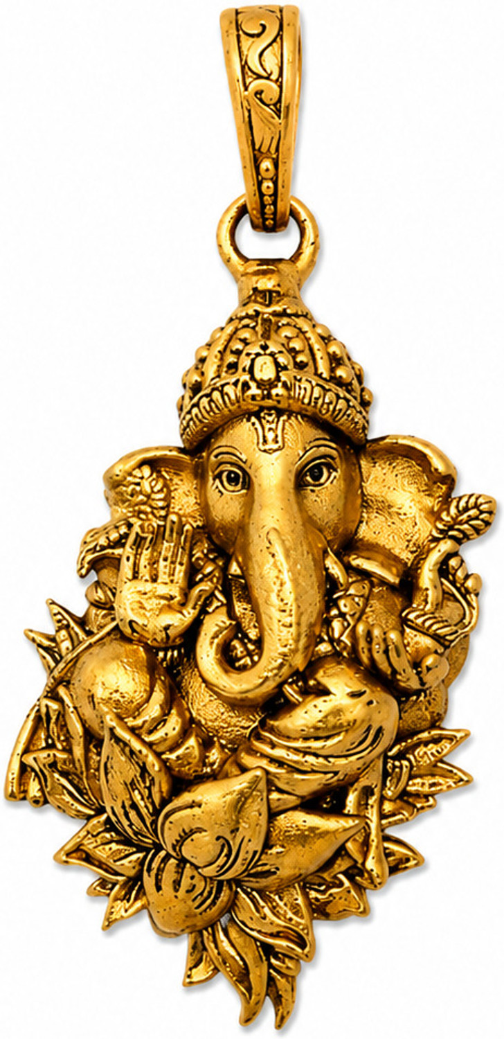 Image of AMRAT NAATH JEWELLERS Lord Ganesha Antique Gold Plated Brass Pendant for Men & Women(Unisex) Gold-plated Brass Locket