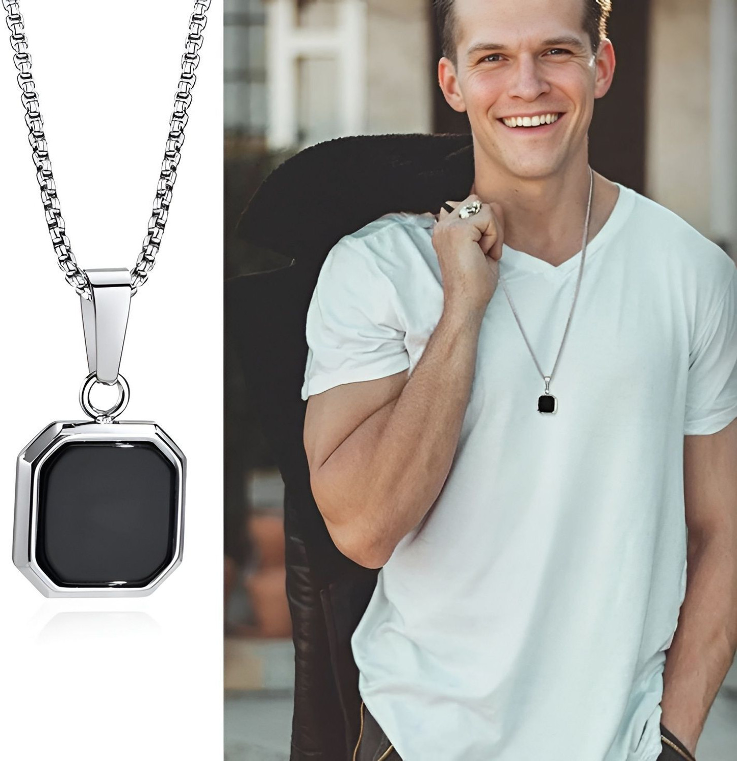 Image of FASHION TRENDTROVE Bracelet For Men| Bracelet For Boys Sterling Silver Stainless Steel Locket Set