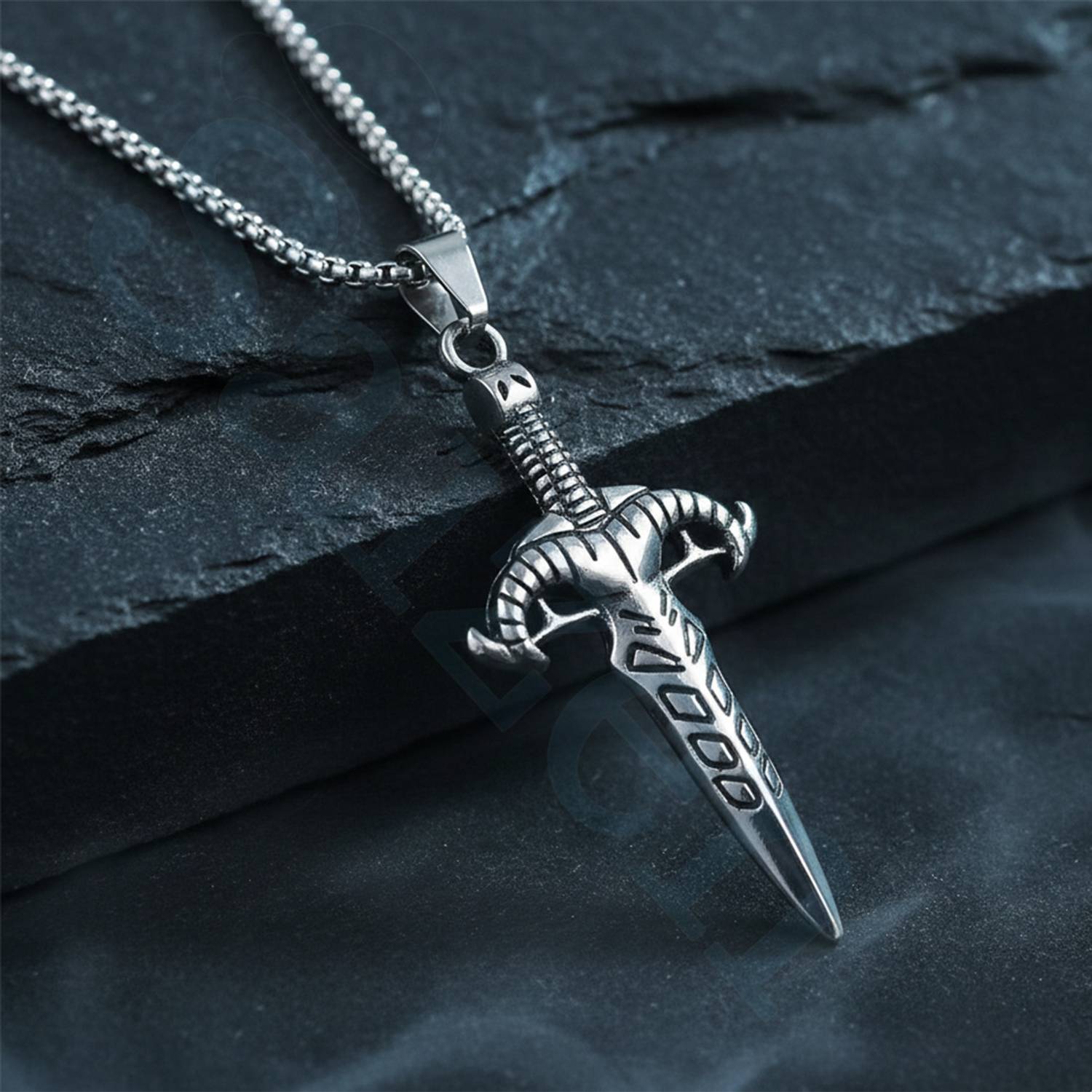 Trinket World Silver Classic Warrior Sword Pendant Locket Chain
