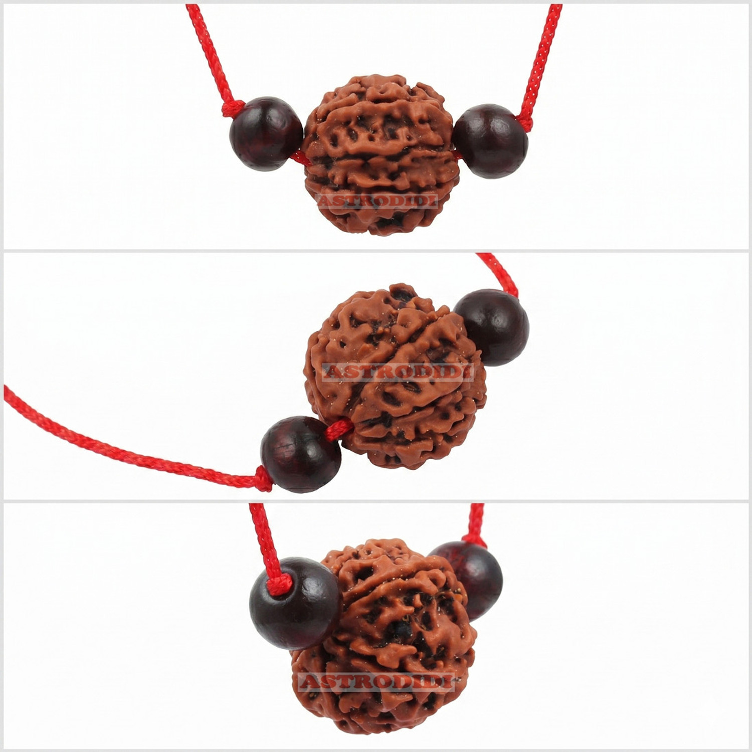 Image of Astrodidi 7 Mukhi Rudraksha Original Seven Face Rudraksh With Red Chandan Beads Wood Pendant