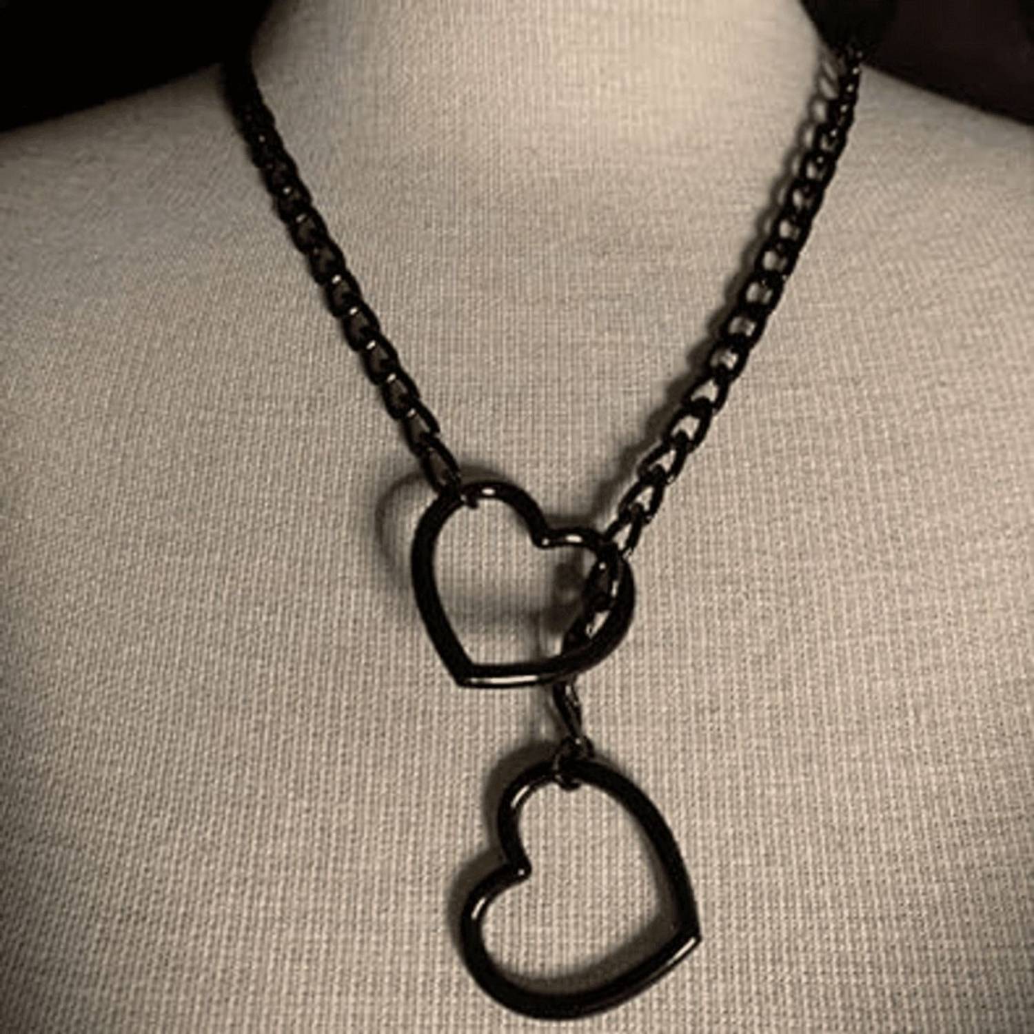 Atrisha Black Heart Shaped Pendant Chain for Women & Girls Alloy