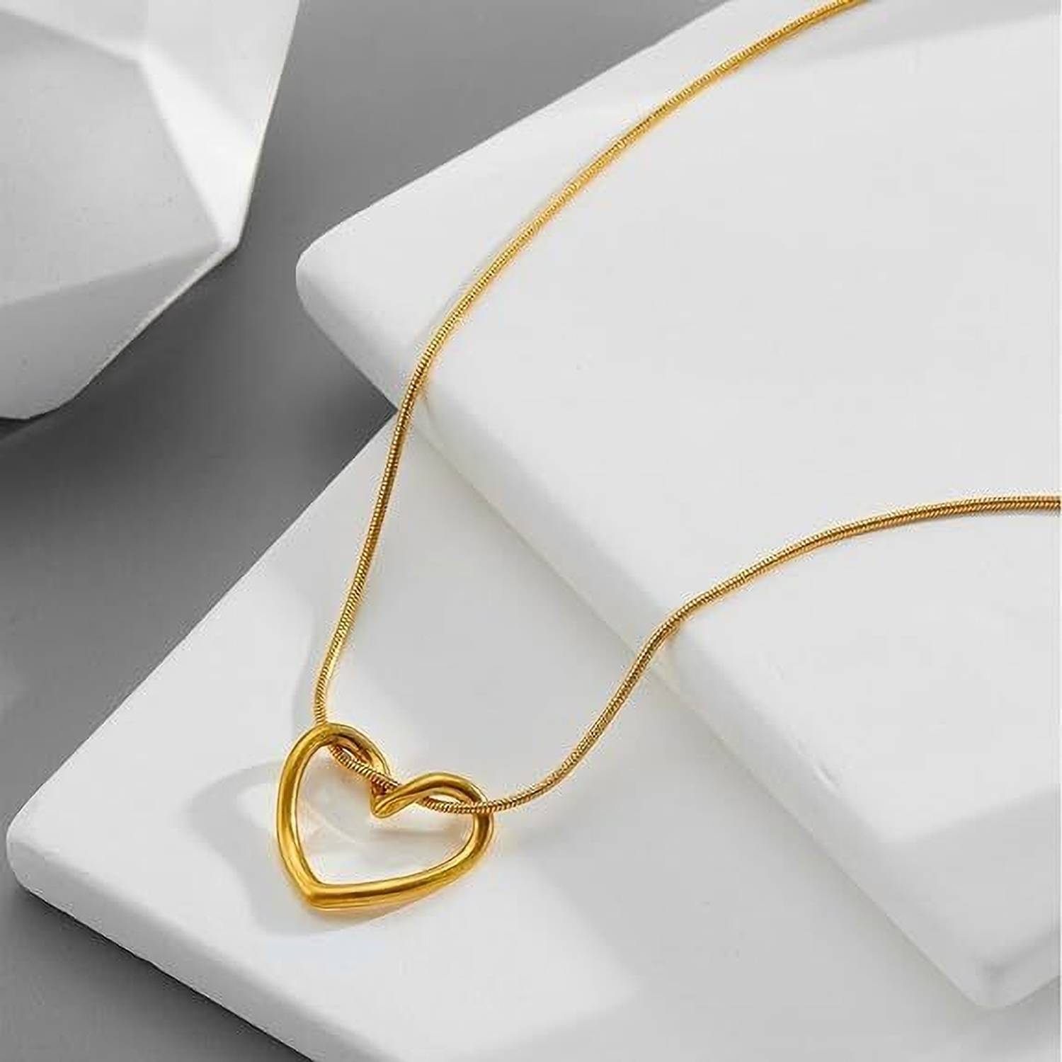 BHAVIKADECOR Heart Pendant Necklace Gold - Image 2