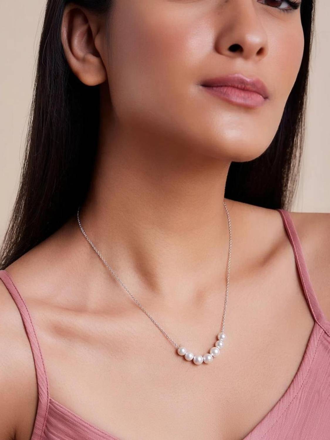 BOGHRA SALES Silver White Pearl Pendant Chain For women and girls Silver Alloy Pendant