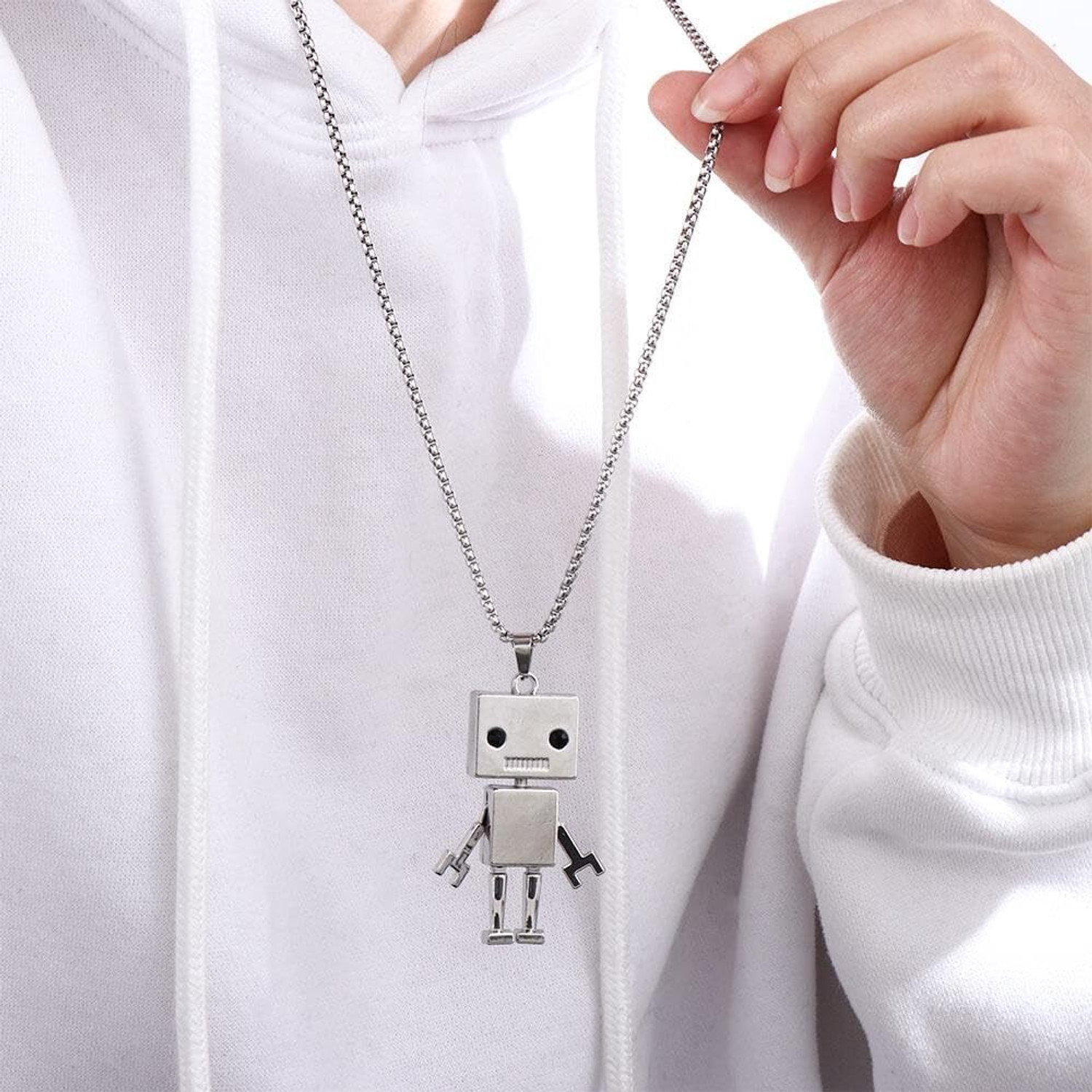 Image of kazare robot locket |men pendant | boys pendant | chain lockets for men Rhodium Alloy Locket Set