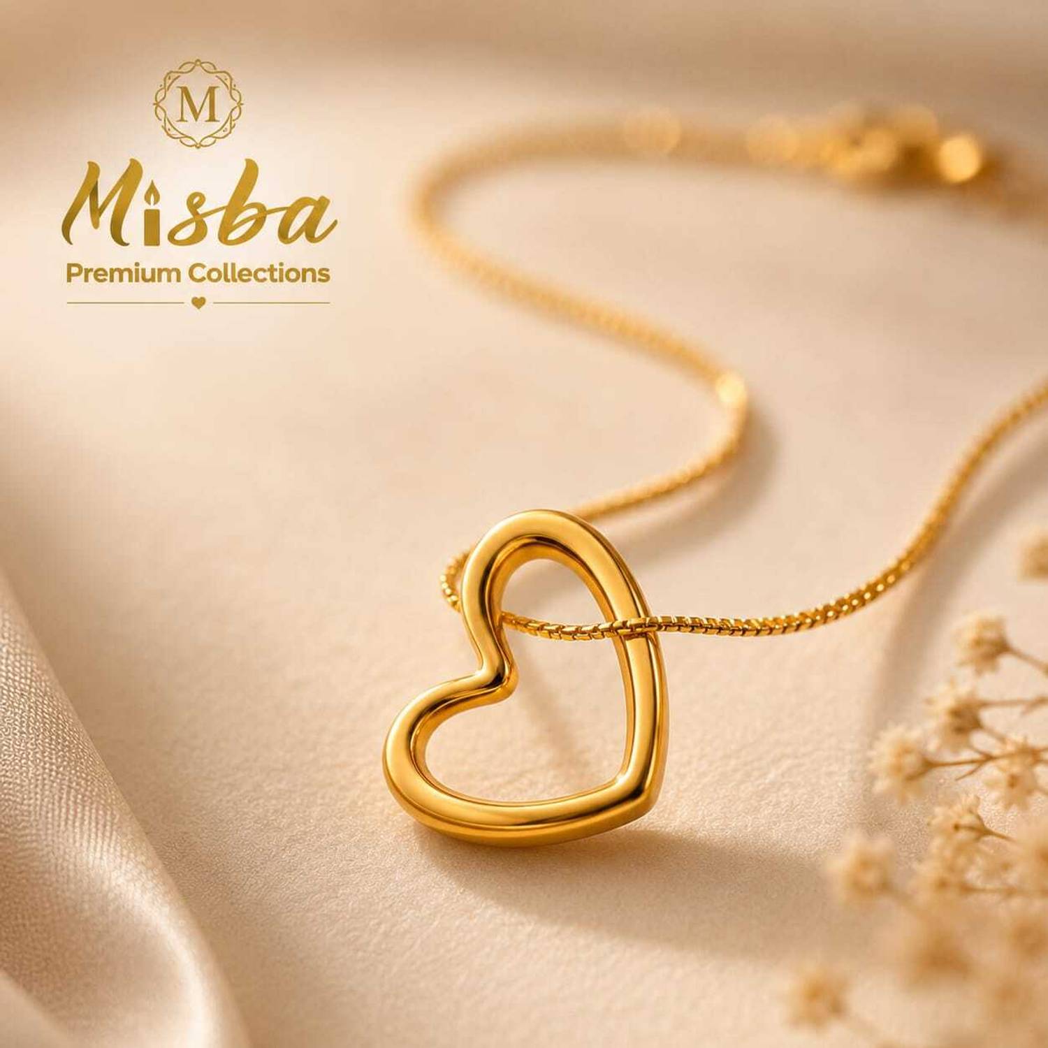 Misba 18K Gold Plated Stainless Steel Open Heart Pendant Necklace - Image 3