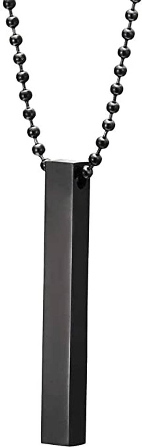 Aarohi Stainless Steel 3D Cuboid Vertical Bar/Stick Locket Pendant Necklace Silver Stainless Steel Pendant