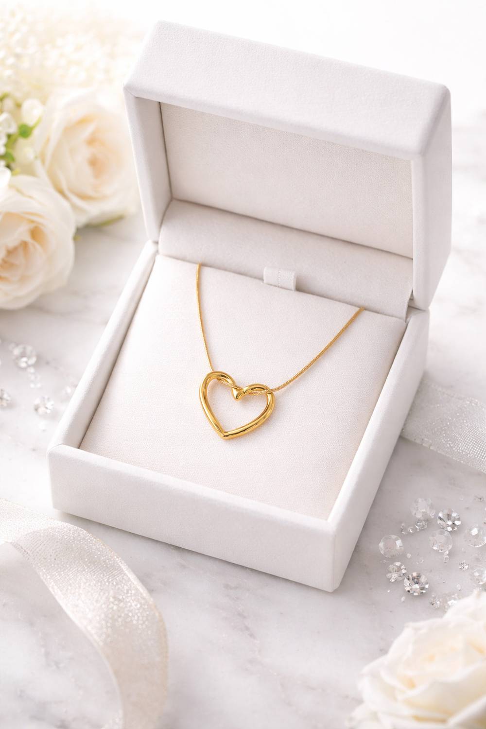 जेवर्ण Gold Open Heart Pendant Necklace - Image 1
