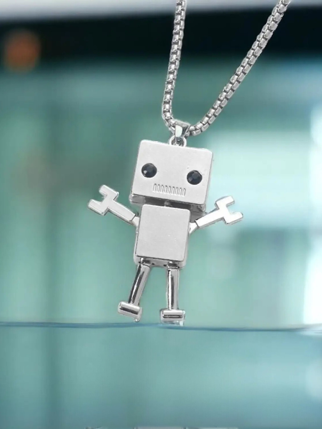 Image of kazare robot locket |men pendant | boys pendant | chain lockets for men Rhodium Alloy Locket Set