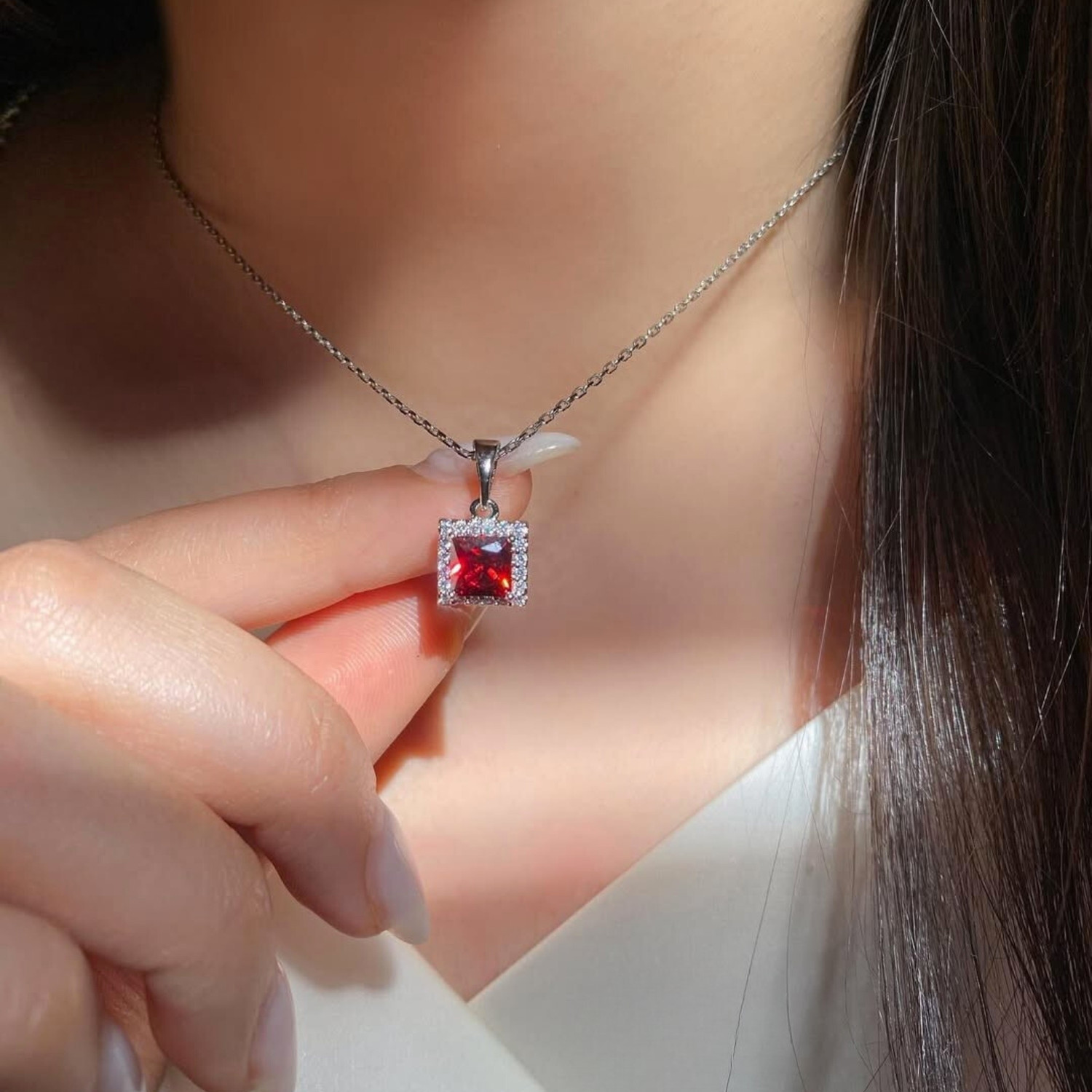 Image of Zarkan Rhodium Cubic Zirconia Sterling Silver Pendant
