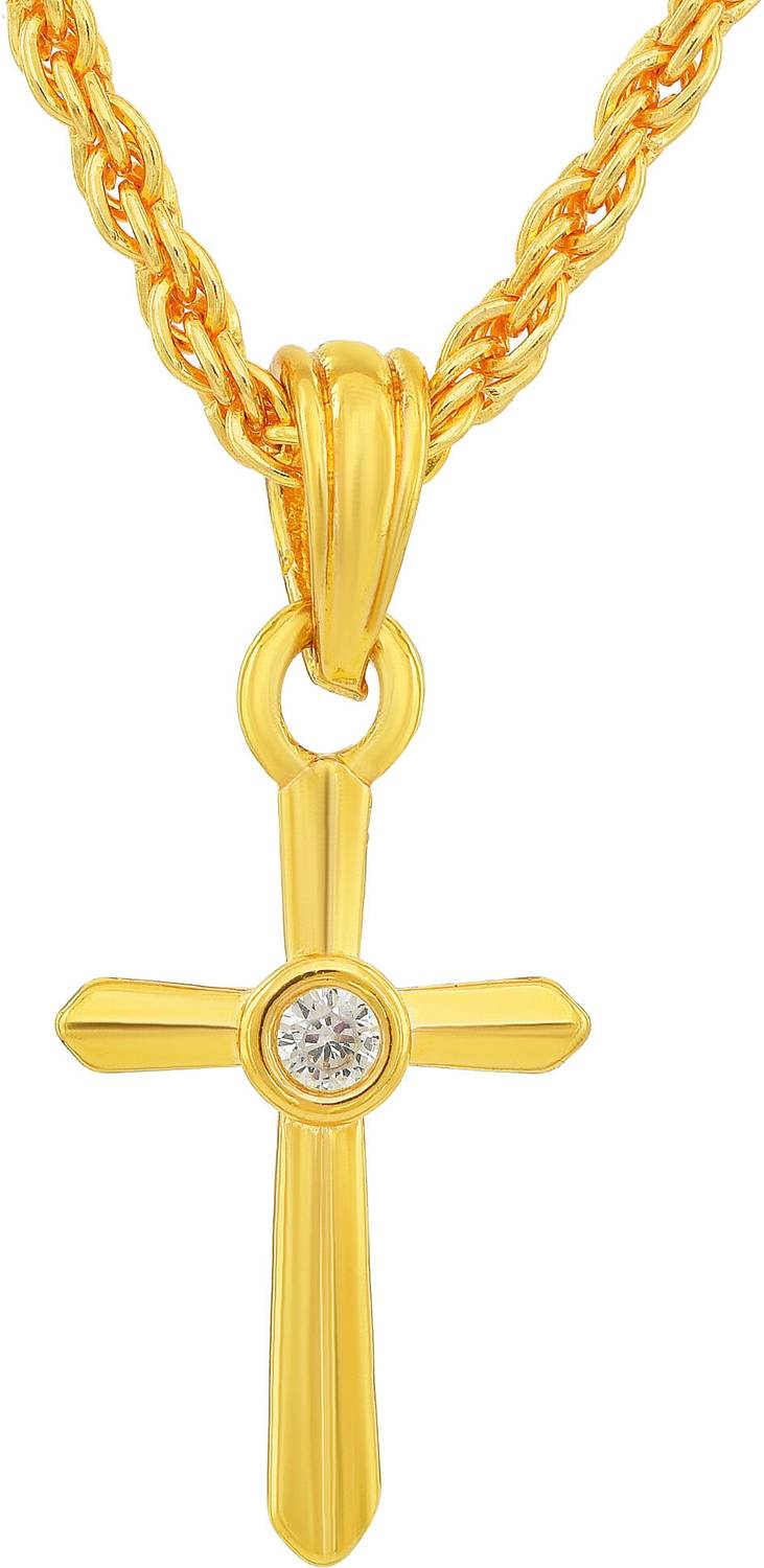 RN Gold Plated Brass CZ Micron Criss Cross Jesus Small Sober Pendant Men women Gold-plated Brass Pendant