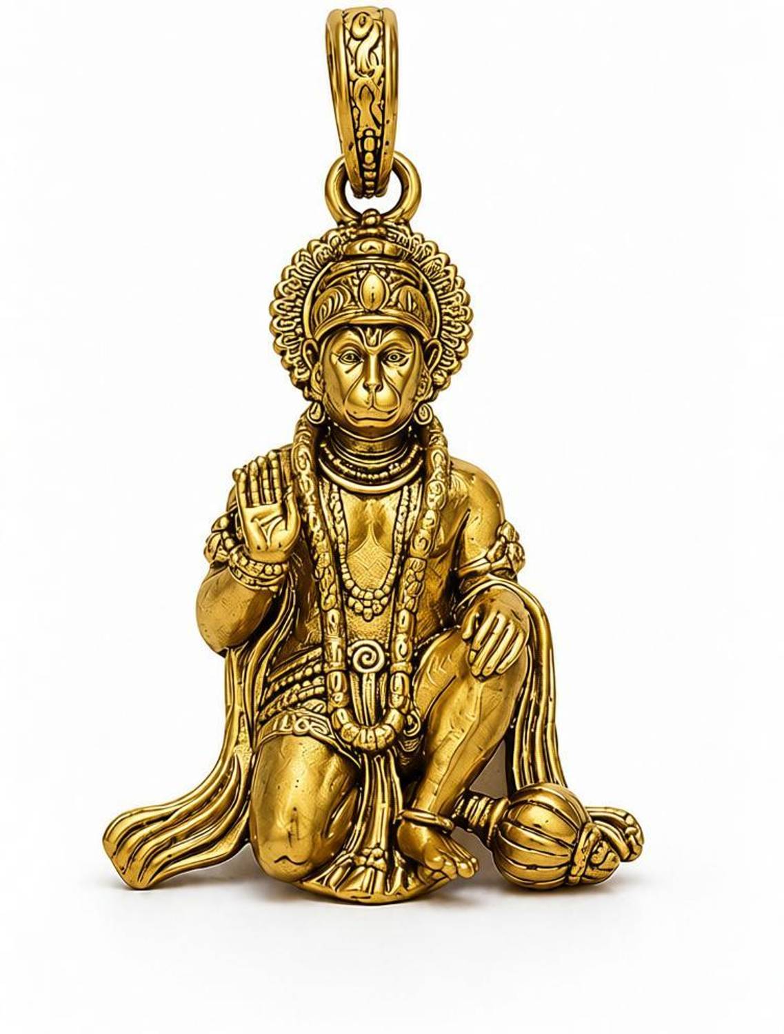 AMRAT NAATH JEWELLERS Shri Hanuman Ji Blessing Pendant – Premium Brass Metal Gold-plated Brass Locket