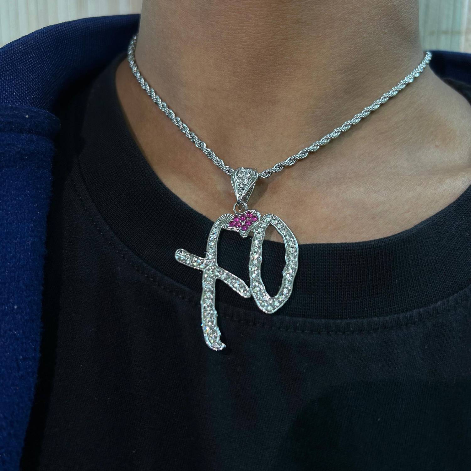 FashionLobby Silver Moissanite Stainless Steel Pendant Necklace - Image 3