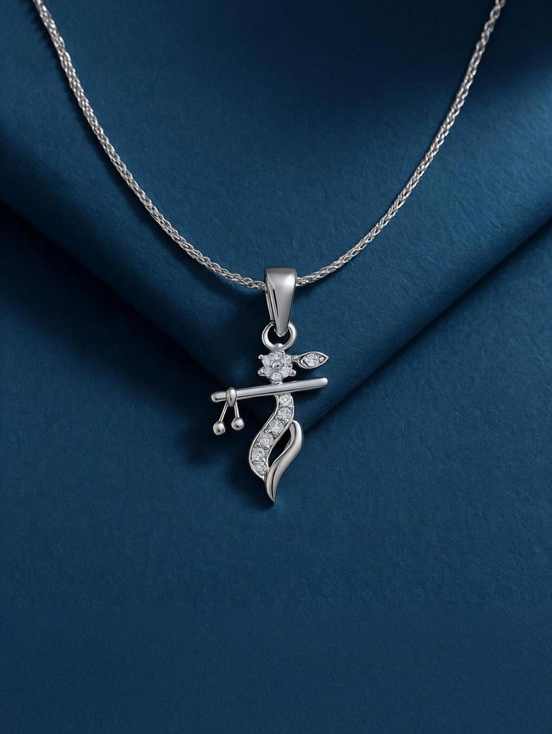 Zarkan 925 Silver Krishna Bansuri Pendant - Image 1