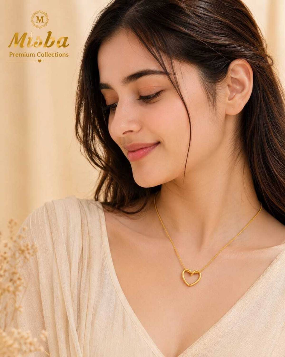 Misba 18K Gold Plated Stainless Steel Heart Pendant Necklace - Image 3