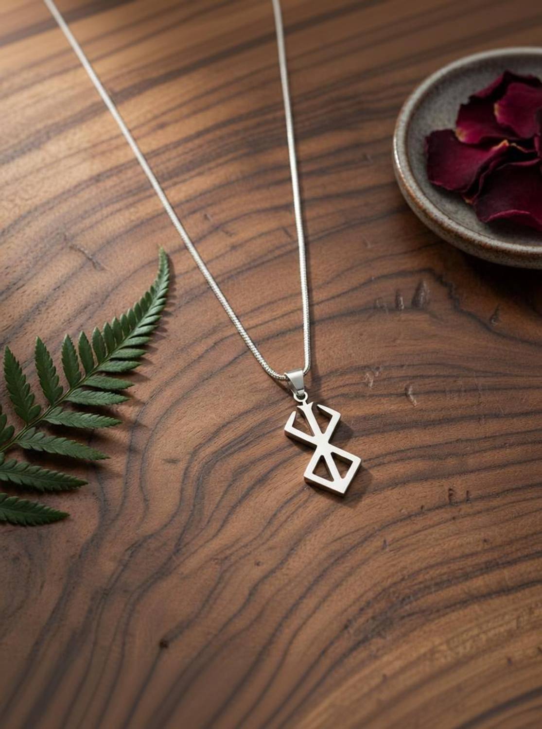 AJPAYONRA Berserk slim cross necklace for unisex (24 inch,anti-tarnish)'ap-07 Sterling Silver Stainless Steel Pendant Set