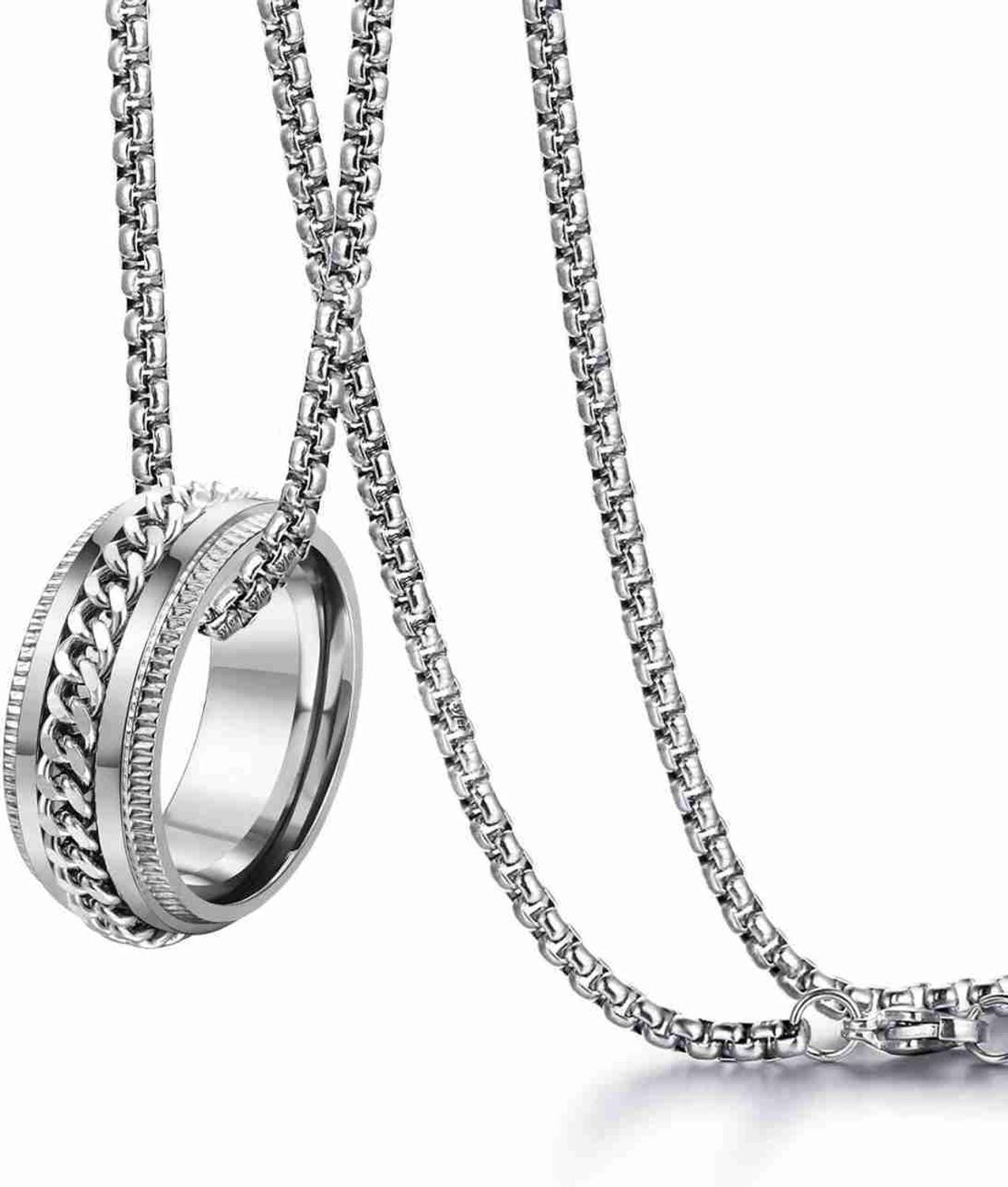 Animated Ring Pendant Loket Silver Titanium Stainless Steel Locket