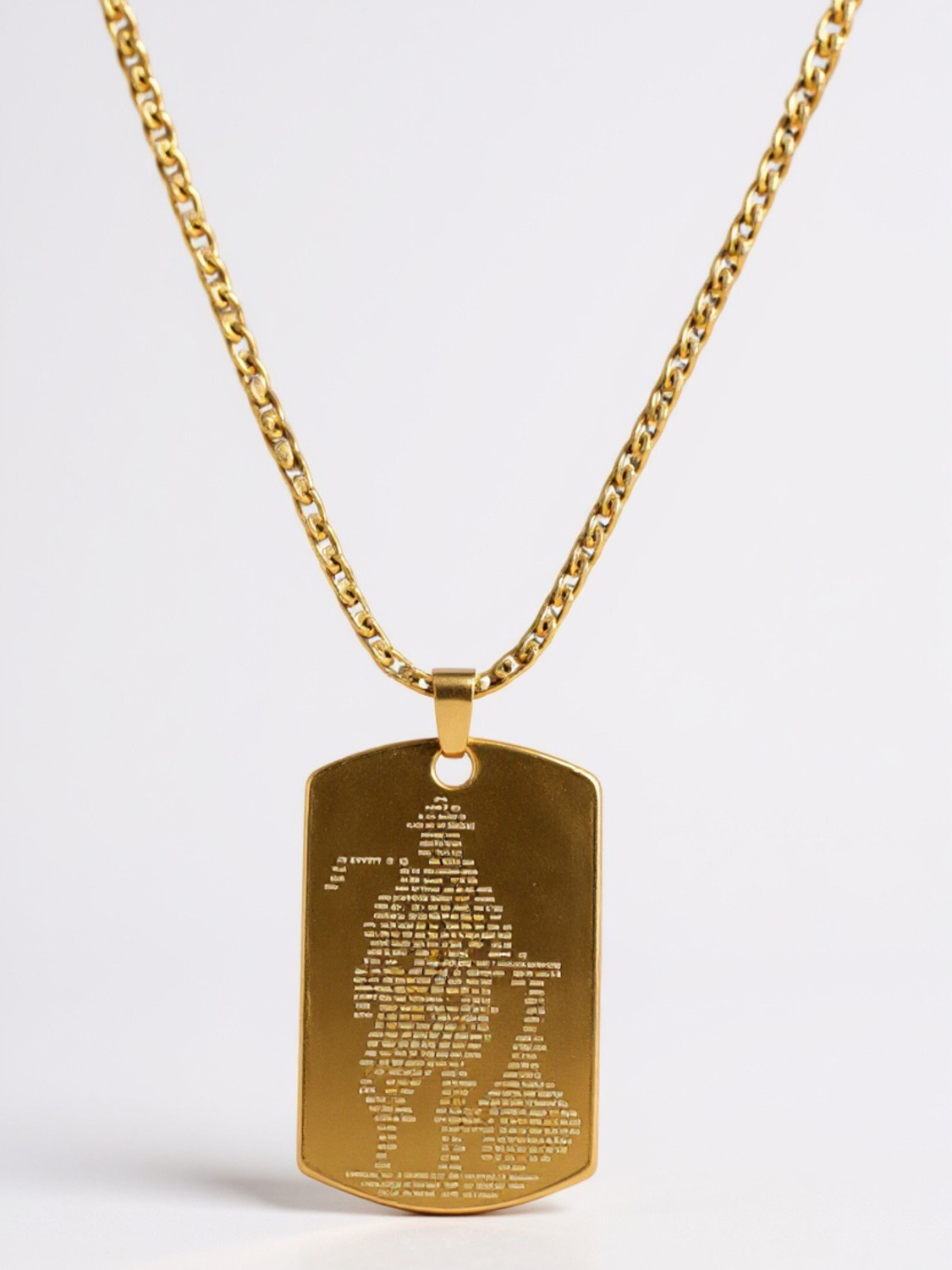 Image of RAPPERSSHOP Gold Plated Hanuman Chalisa Pendant Locket with Box Chain Gold-plated Stainless Steel Pendant Set