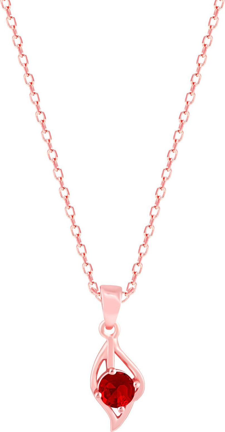 Image of GIVA 925 Silver Rose Gold Dew in Red Pendant |Lifetime Plating|6 Month Warranty Rhodium Zircon Silver Pendant