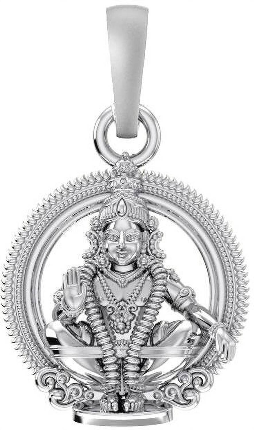 Akshat Sapphire Sterling Silver (92.5% purity) God Ayyappa Pendant for Men & Women Pure Silver Lord Ayyappa Locket for Good Health & Wealth Sterling Silver Pendant