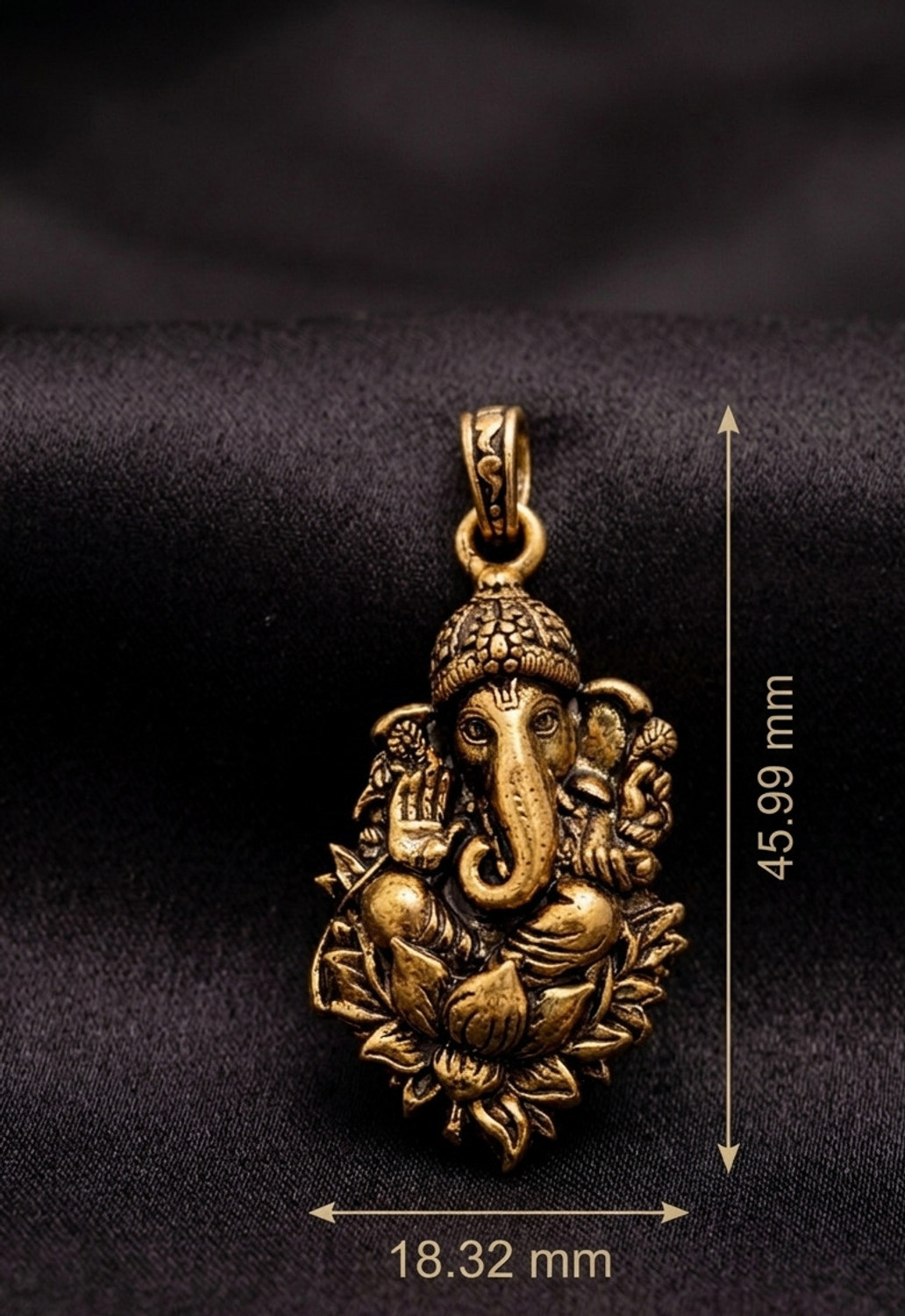 Image of AMRAT NAATH JEWELLERS Lord Ganesha Antique Gold Plated Brass Pendant for Men & Women(Unisex) Gold-plated Brass Locket