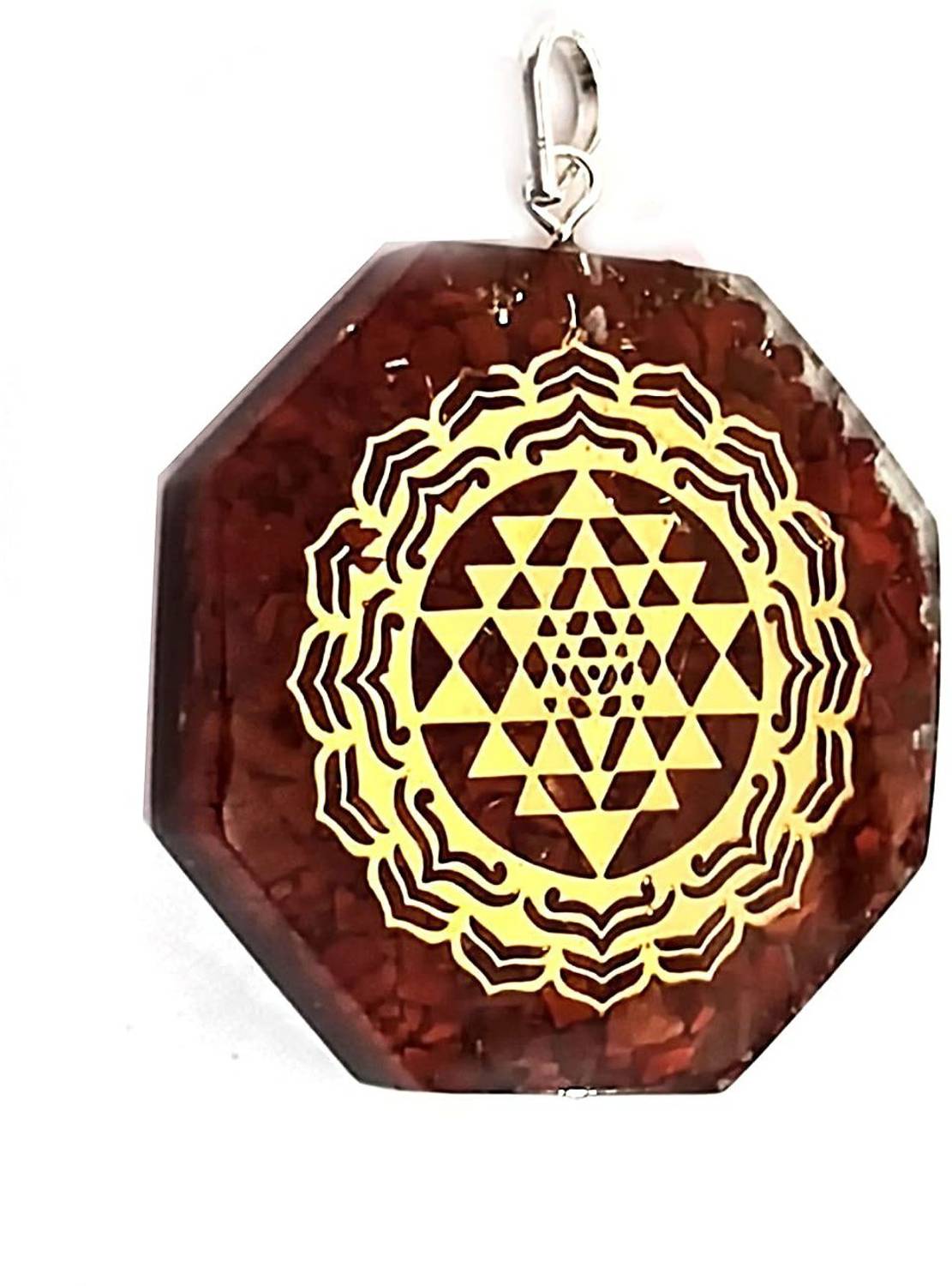 AIR9999 Shri yantra Laxmi Yantra Red Jasper Crystal Chips Orgone pendant Crystal Resin, Crystal Pendant