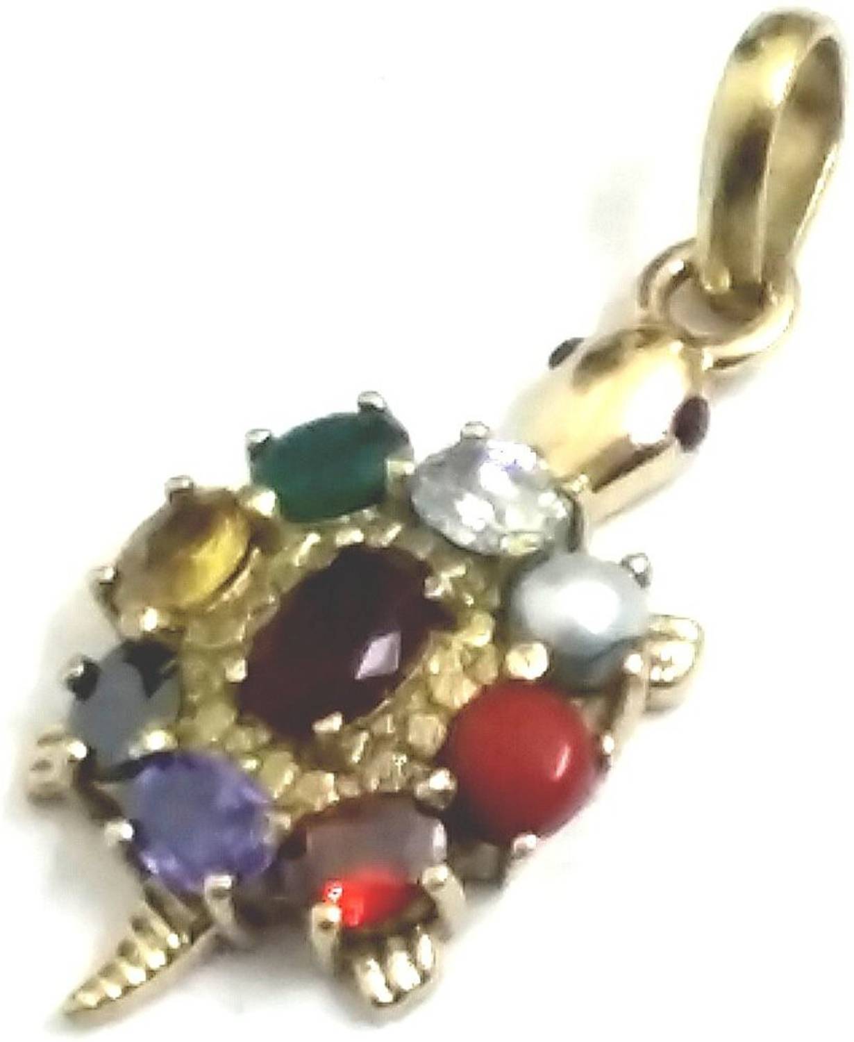 AIR9999 NAVGRAHA NAVRATNA TORTOISE SHAPED ASHTADHATU PENDANT Crystal Crystal, Metal Pendant