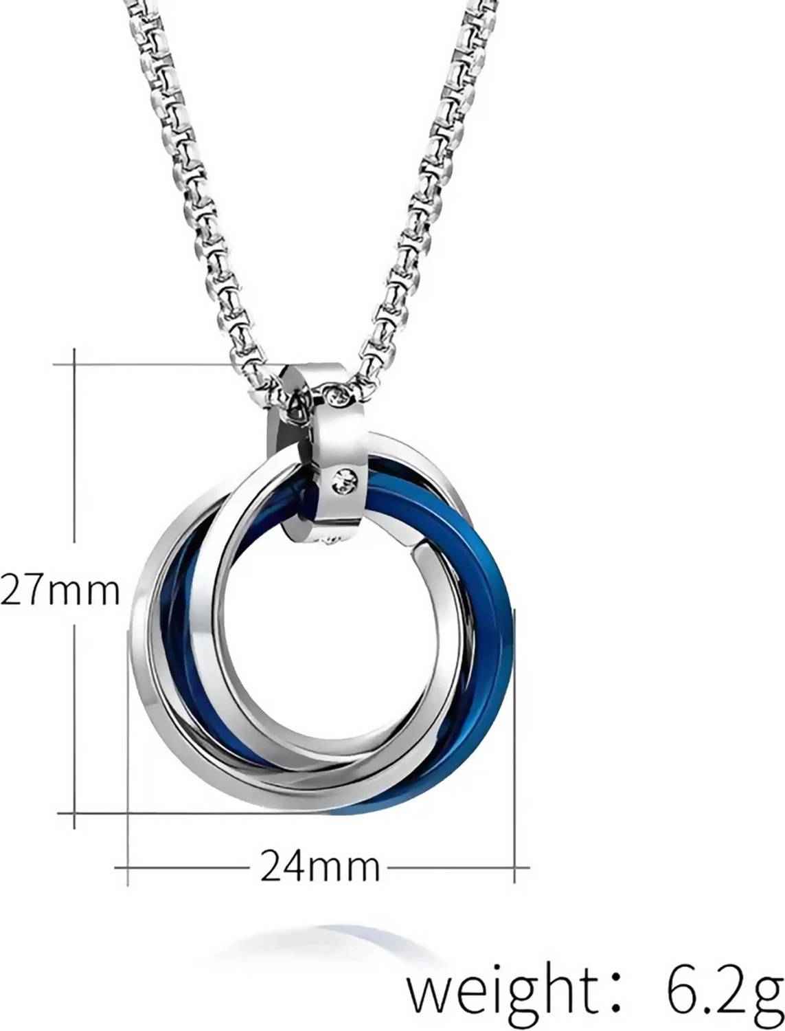 Ridhvik Men’s Dual Ring Blue Pendant Necklace - Image 2