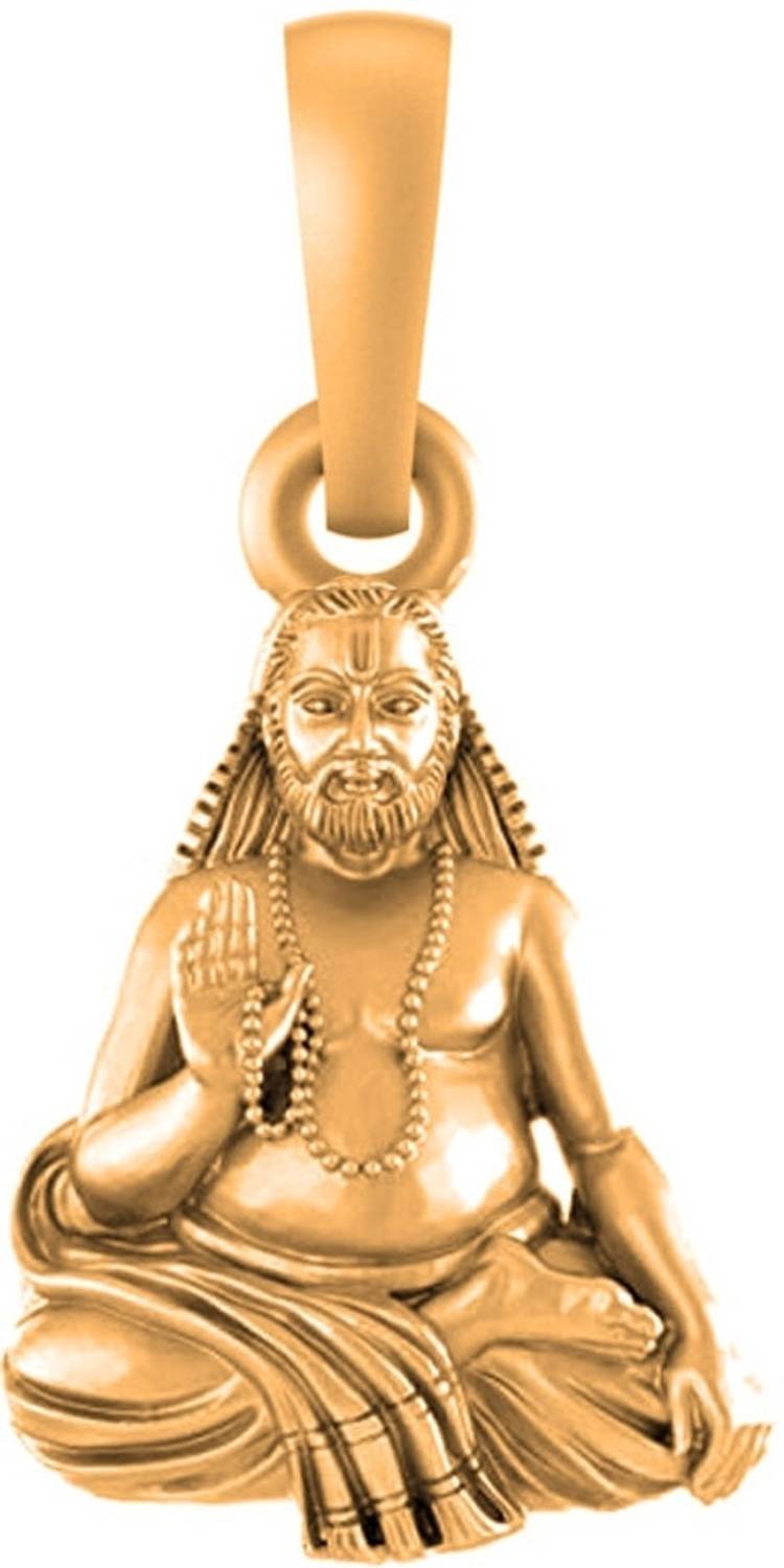 Akshat Sapphire 22 Ct Gold Plated Silver (92.5% Purity) Spiritual Raghavendra Swamy Pendant Gold-plated Sterling Silver Pendant