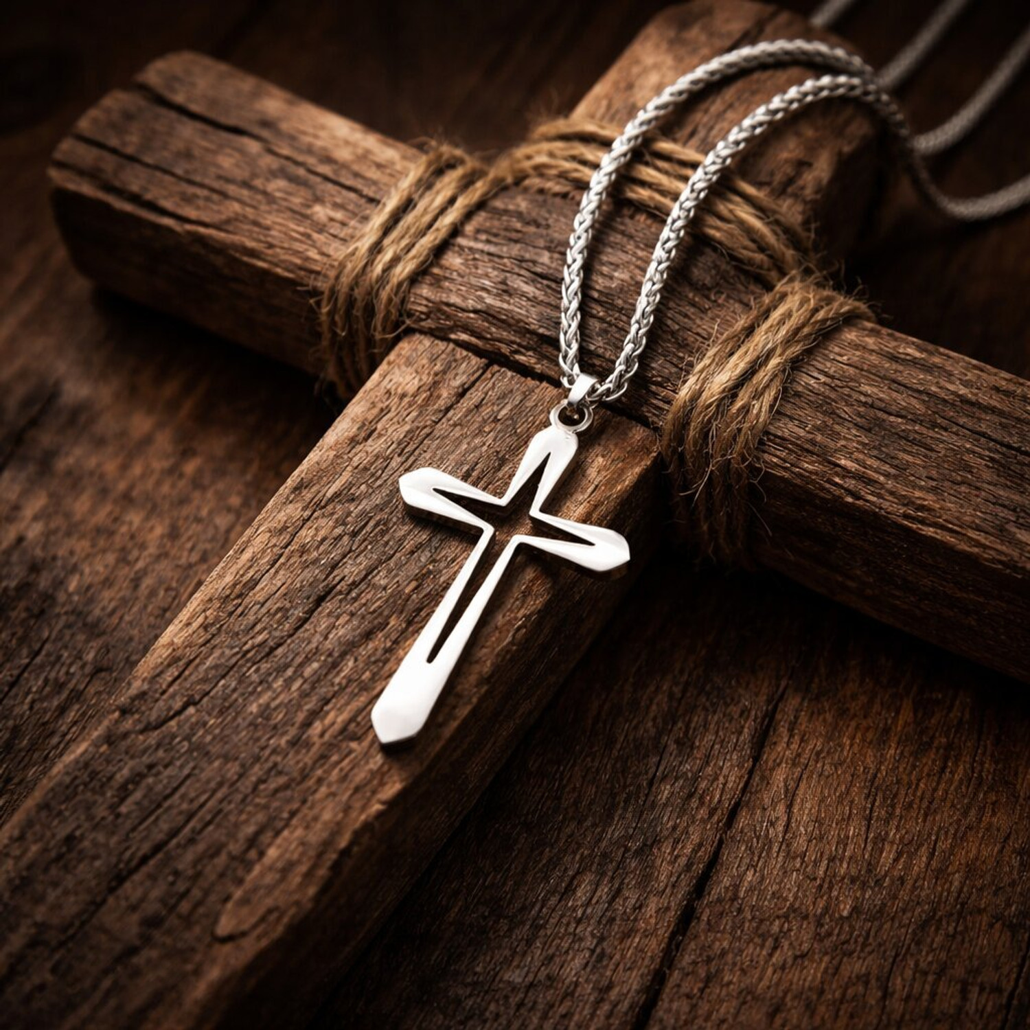 Image of impression Stainless Steel Jesus Christ Crucifix Cross Cutting Christian Pendant Silver Stainless Steel Pendant