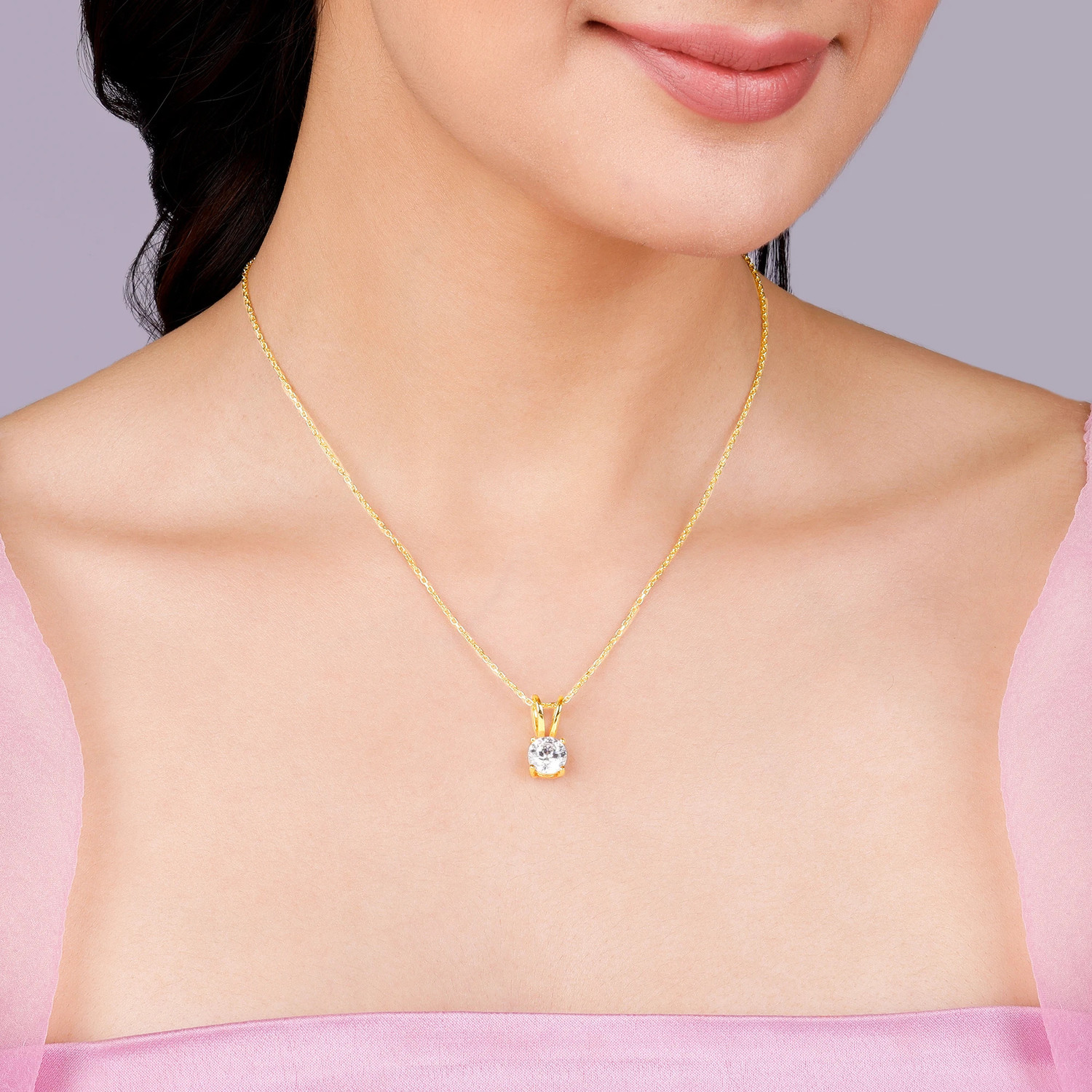 Image of GIVA 925 Silver Golden Zircon Pendant |Lifetime Plating|6 Month Warranty Gold-plated Zircon Sterling Silver