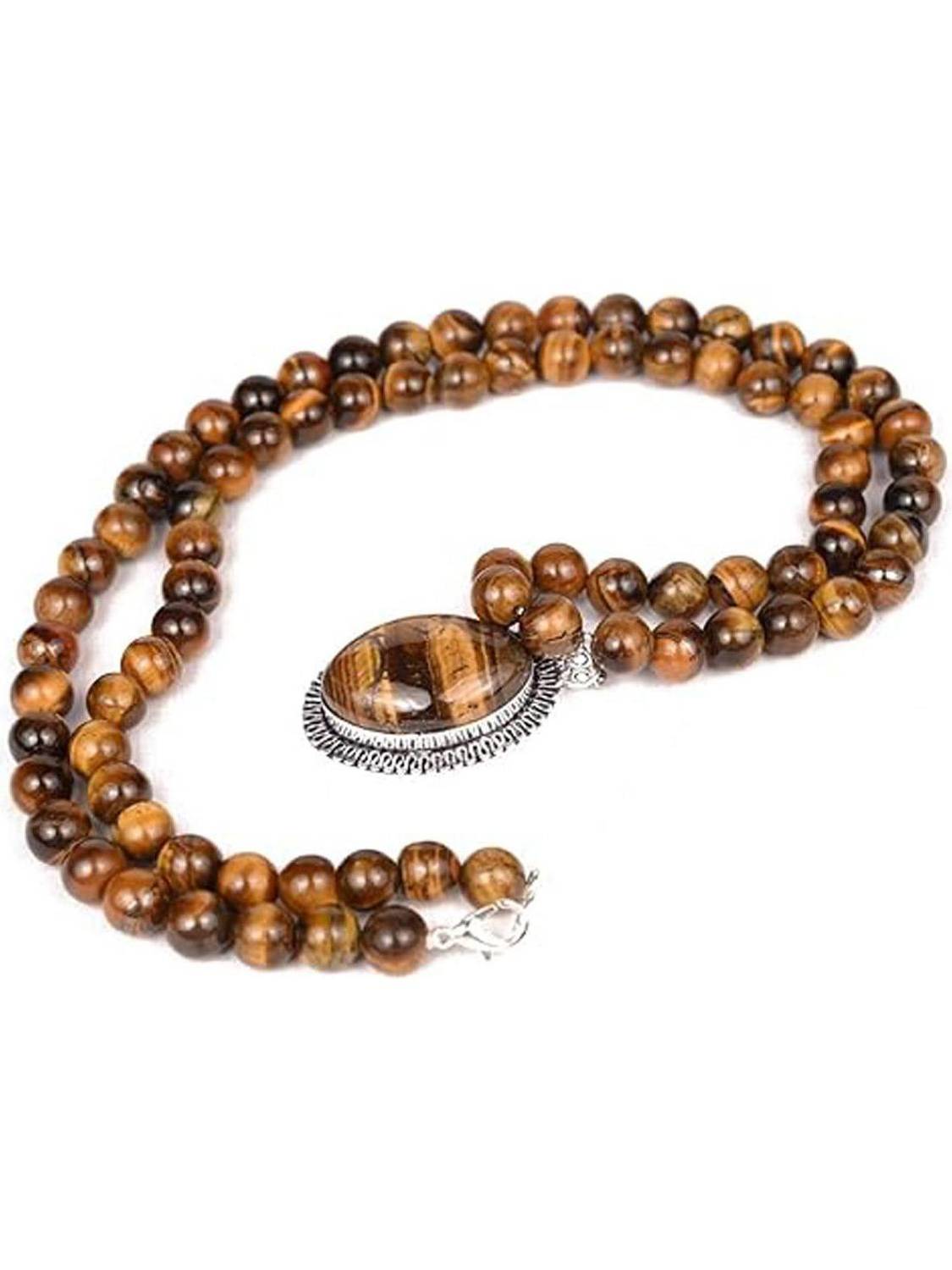 AIR9999 Natural Tiger Eye Mala Necklace Pendant For men And Women Crystal Crystal Locket