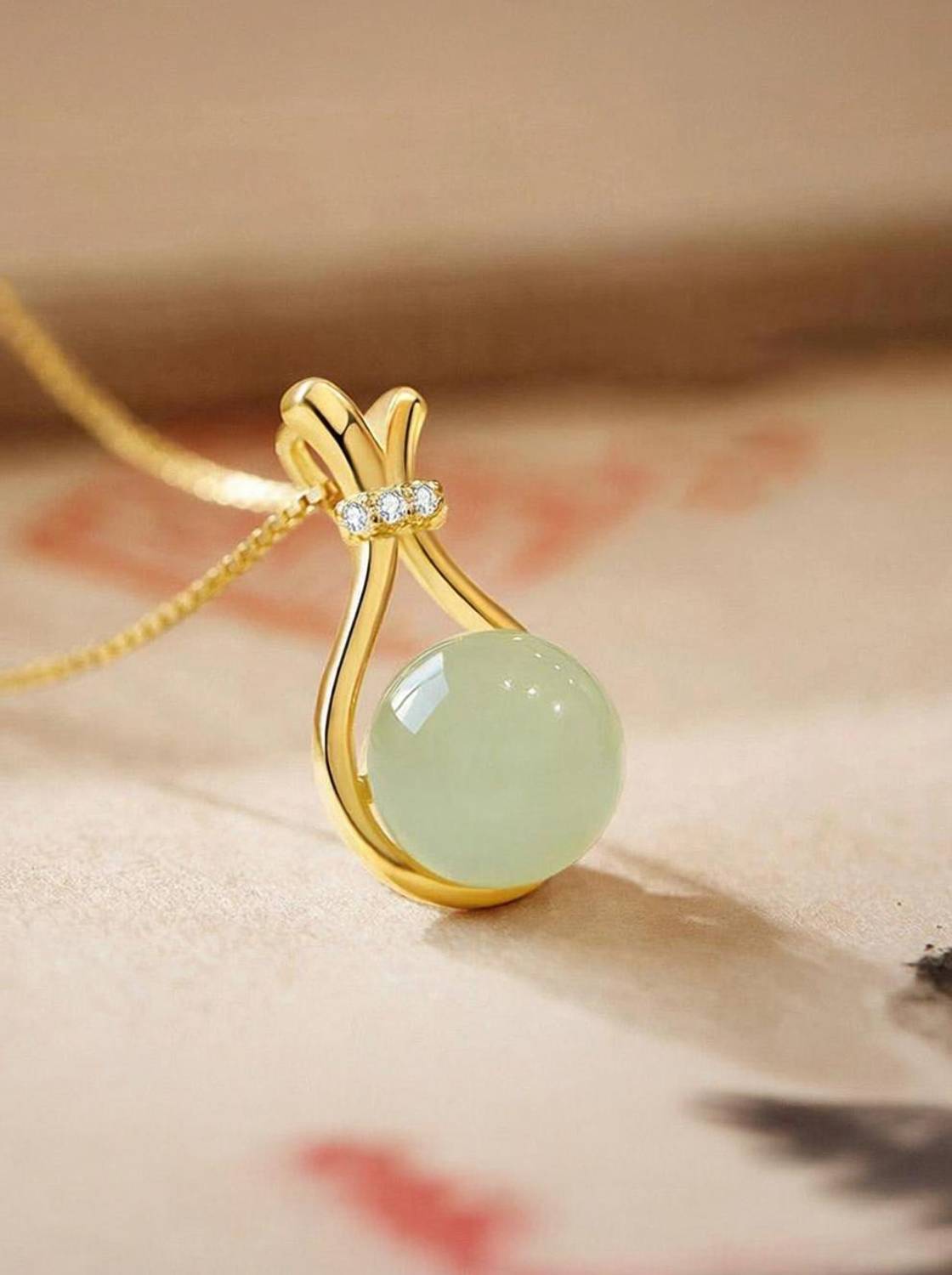 BLINKLOOK Stylish Korean Pendant Necklace for Girls & Women | Green Crystal Locket Gift Gold-plated Alloy Pendant