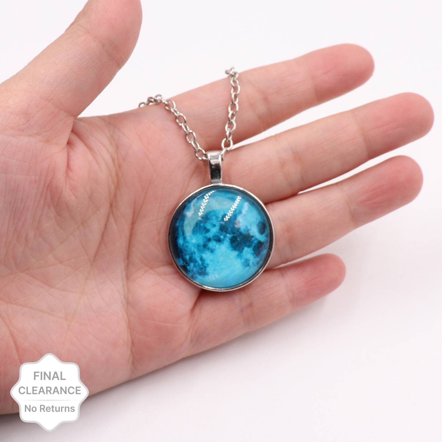 hinest fashion Glow in the Dark Moon Pendant for Men and Women Radium Moon Pendant/Locket Platinum Alloy Pendant
