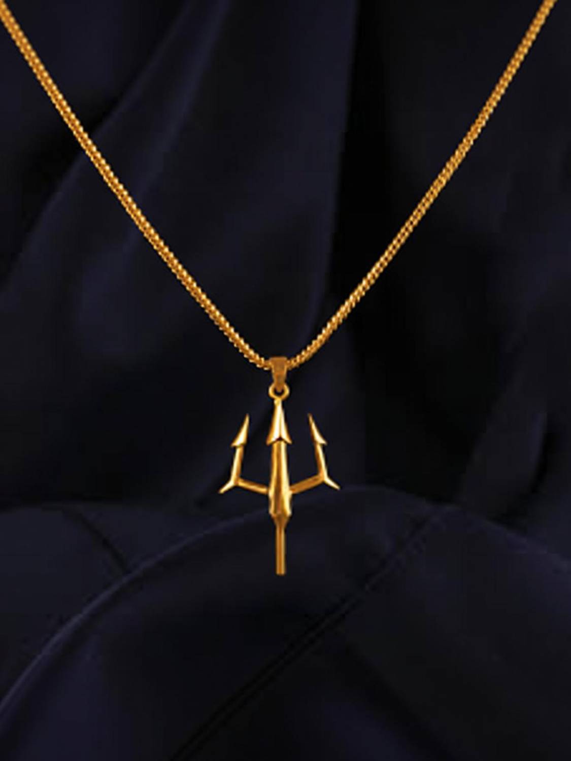 pasu fashion Golden Trishul Pendant Necklace - Lord Shiva Trident Symbol Alloy Pendant