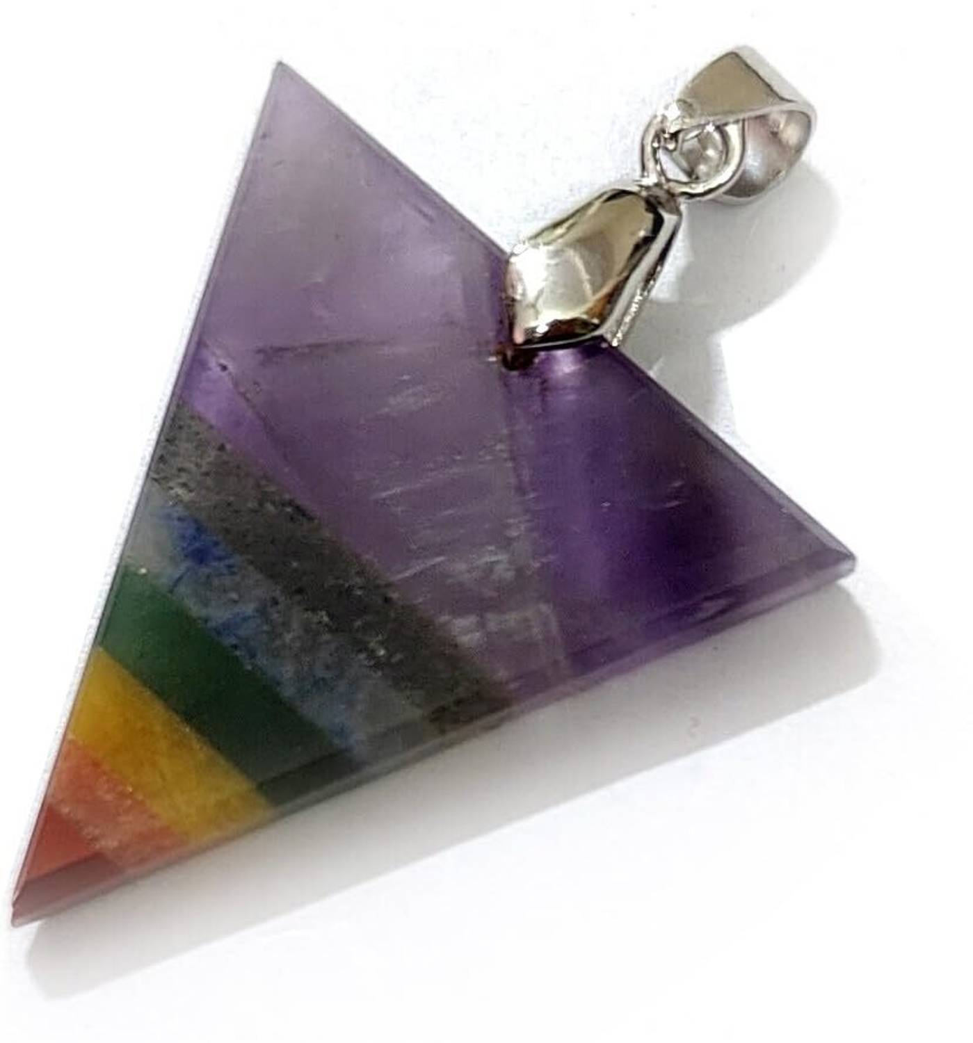 AIR9999 Amethyst Chakra Crystal Tri Angle Bonded Pendant For Men And Women Crystal Crystal Pendant