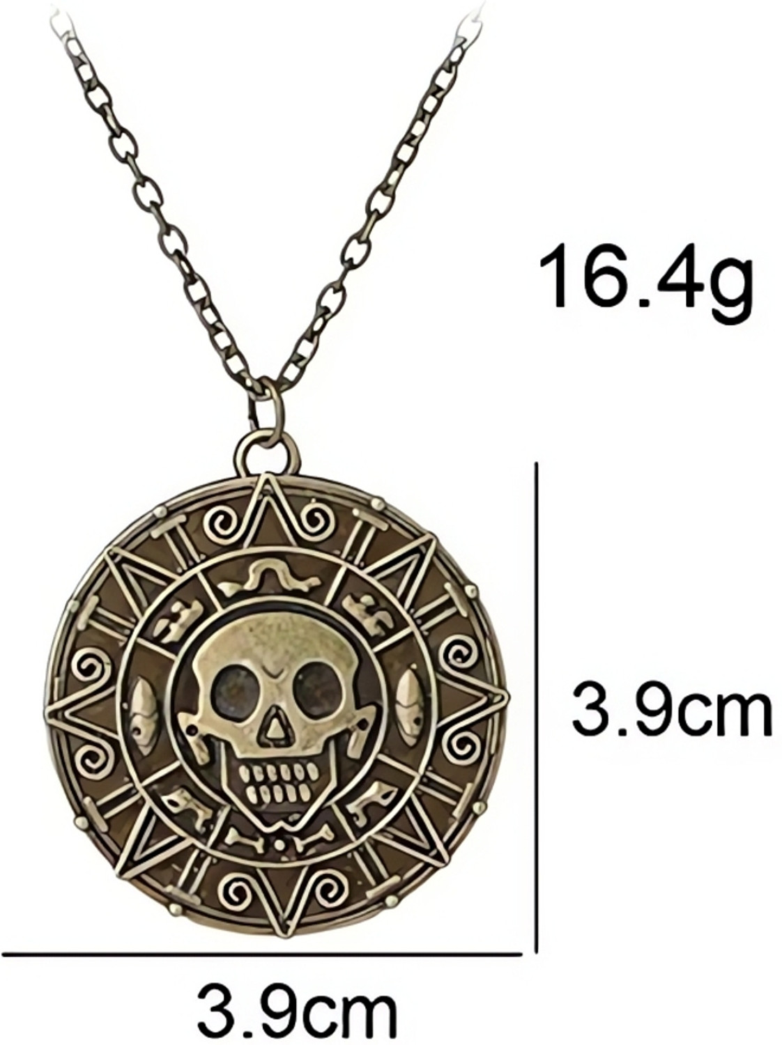 Image of RV Mart Aztec Coin Pirate of the Caribbean Skull Keychain Jack Sparrow Key Chain Ring Key Chain