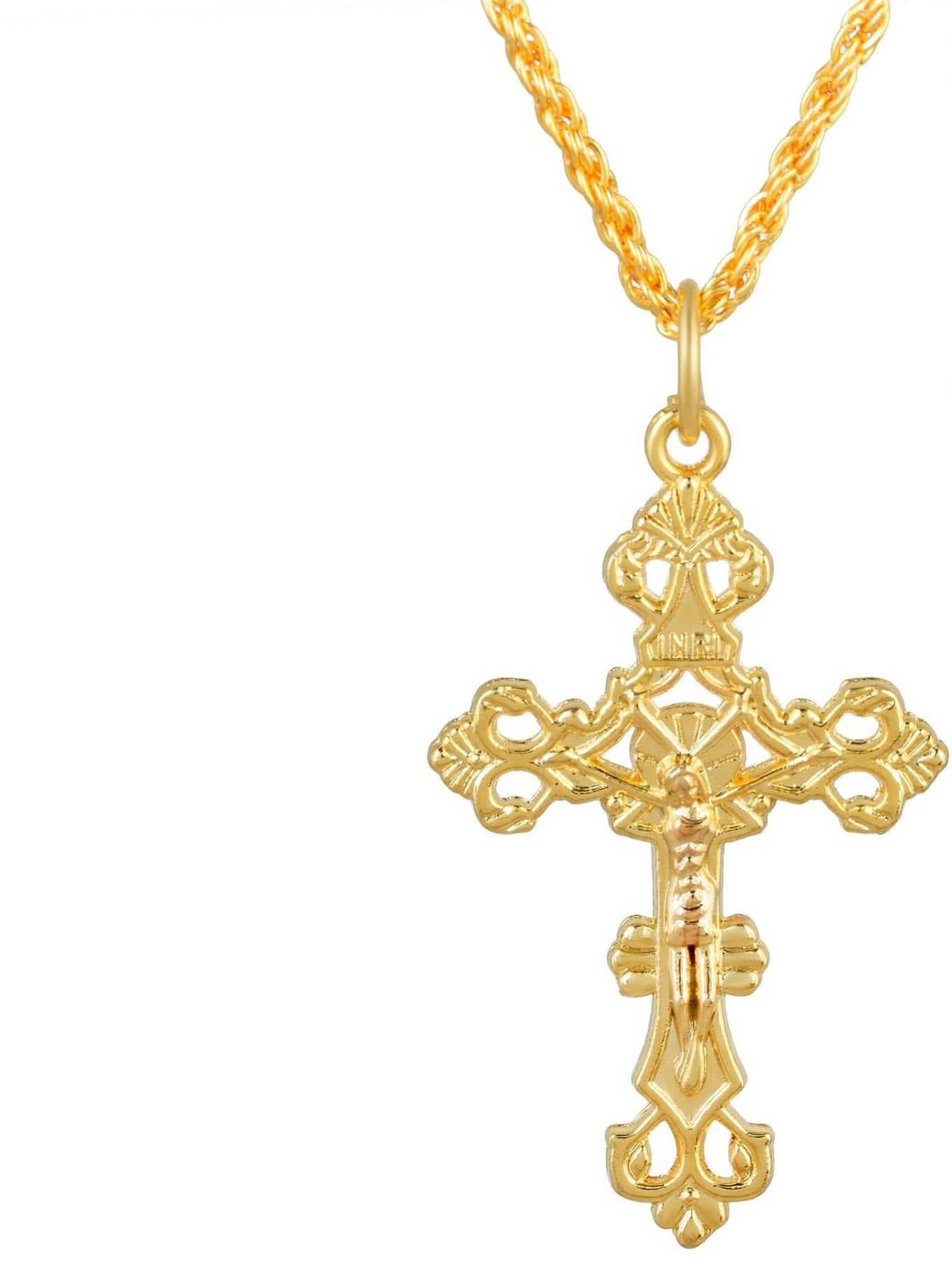 RN Gold Plated Brass, Jesus Cross Jewellery Pendant Locket for Men and Women Gold-plated Brass Locket
