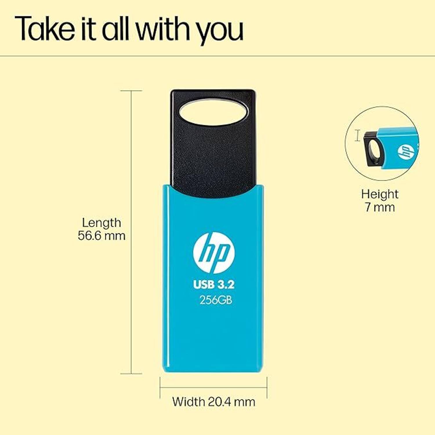 Chiavetta USB HP 712w 256GB USB 3.2 Gen 1 – Lettura 120MB/s, Design Scorrevole Senza Cappuccio, Anello Portachiavi - 3