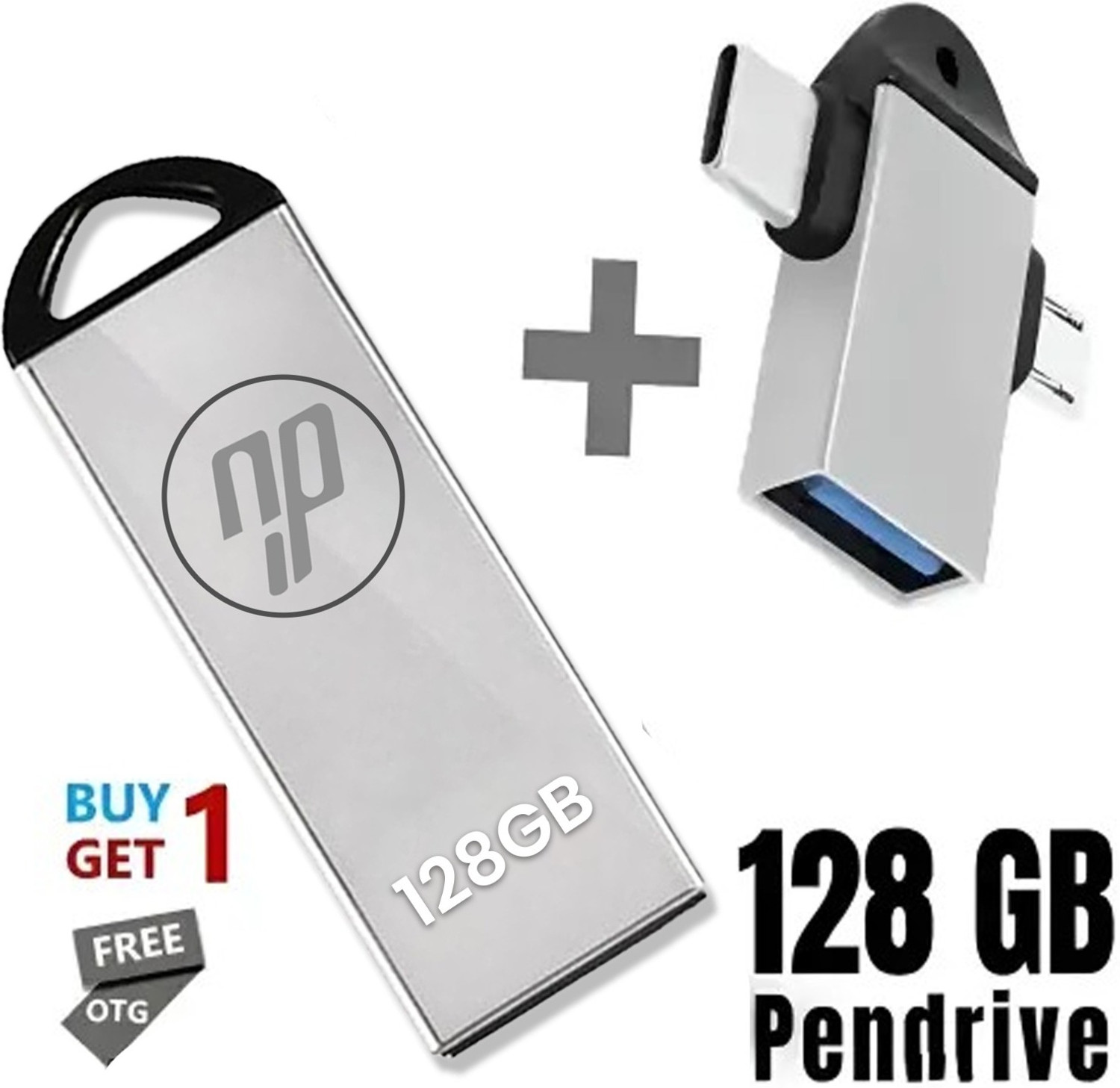 Image of npstar 128 GB Pendrive 3 in 1 OTG 128 GB Pen Drive Compatible with Audio Player, Desktop Computer, Gaming Console, Laptop, Mobile, Netbook, Tablet, Television USB 3.0 Metal Case